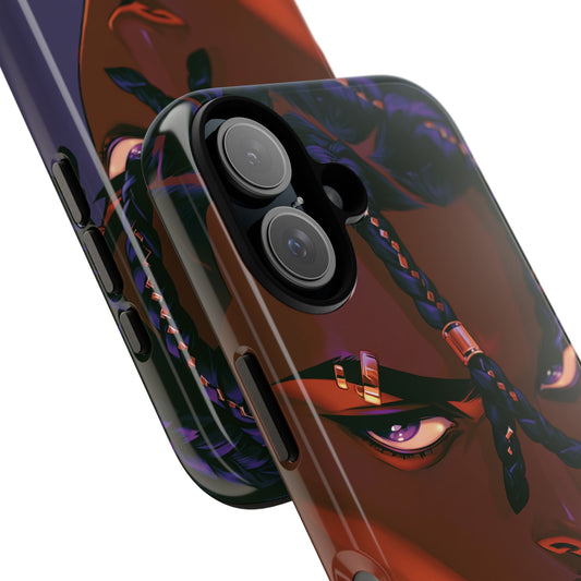 Afrofuturist Phone Case Black Owned iPhone 16 Case Cyberpunk Warrior Art Cultural Gift Tough Case