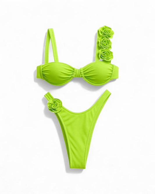 Push-up Bikini Swimsuit with Floral Design