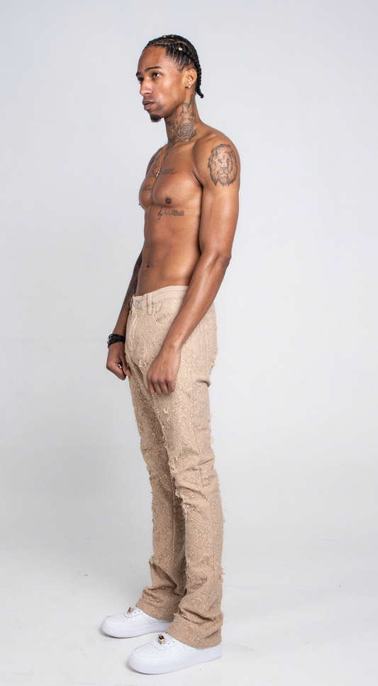 AJS692 LACE LAYERS STACKED JEANS