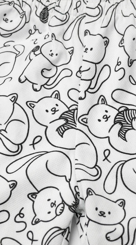 Playful Cat Mesh Shorts