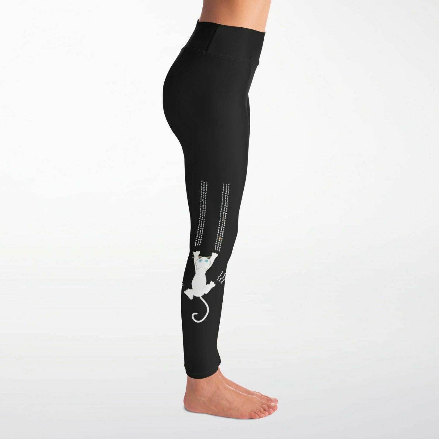 Black Cat Claw Scratch Capri Leggings Rhinestone and Glitter - Black / Cat Print / Cat Lover / Cat Pants / Cat RTS