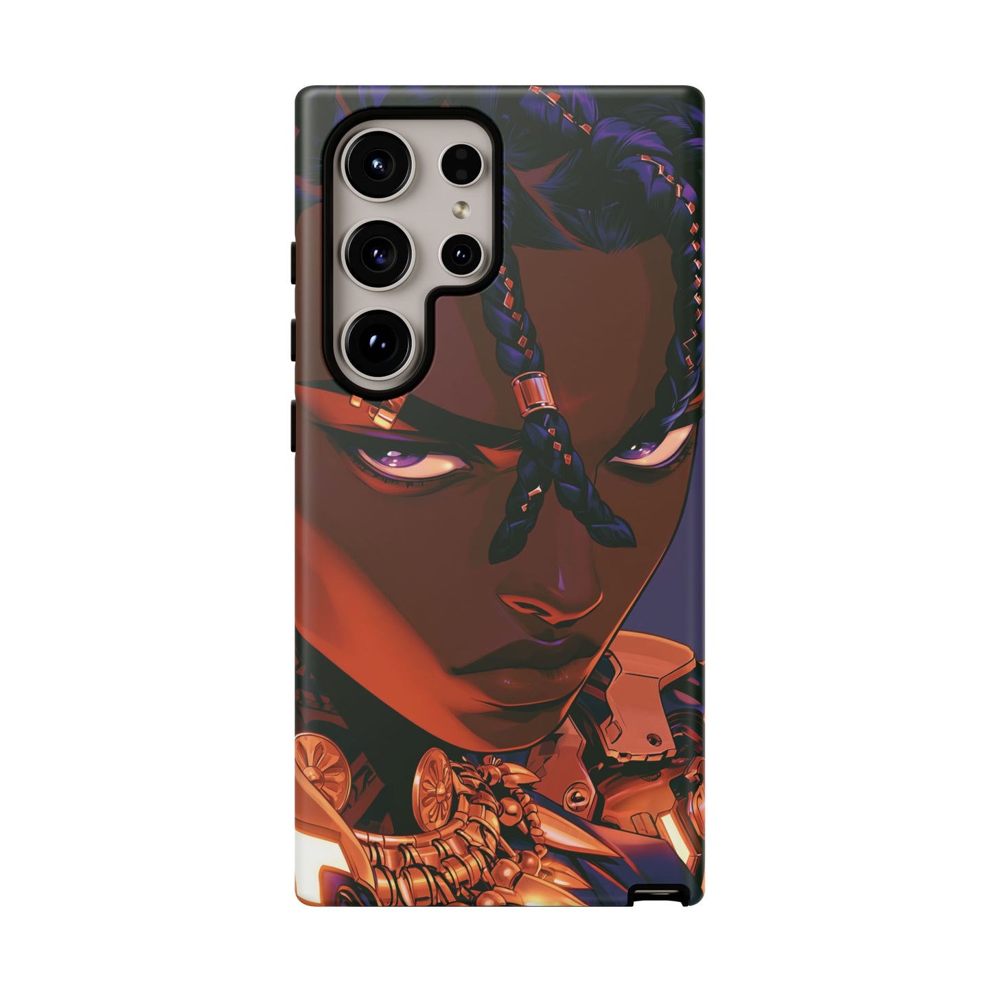 Afrofuturist Phone Case Black Owned iPhone 16 Case Cyberpunk Warrior Art Cultural Gift Tough Case