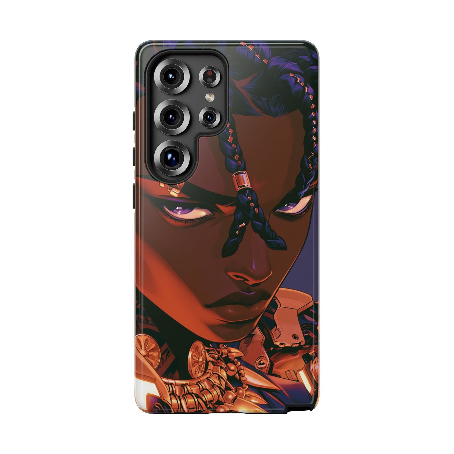 Afrofuturist Phone Case Black Owned iPhone 16 Case Cyberpunk Warrior Art Cultural Gift Tough Case