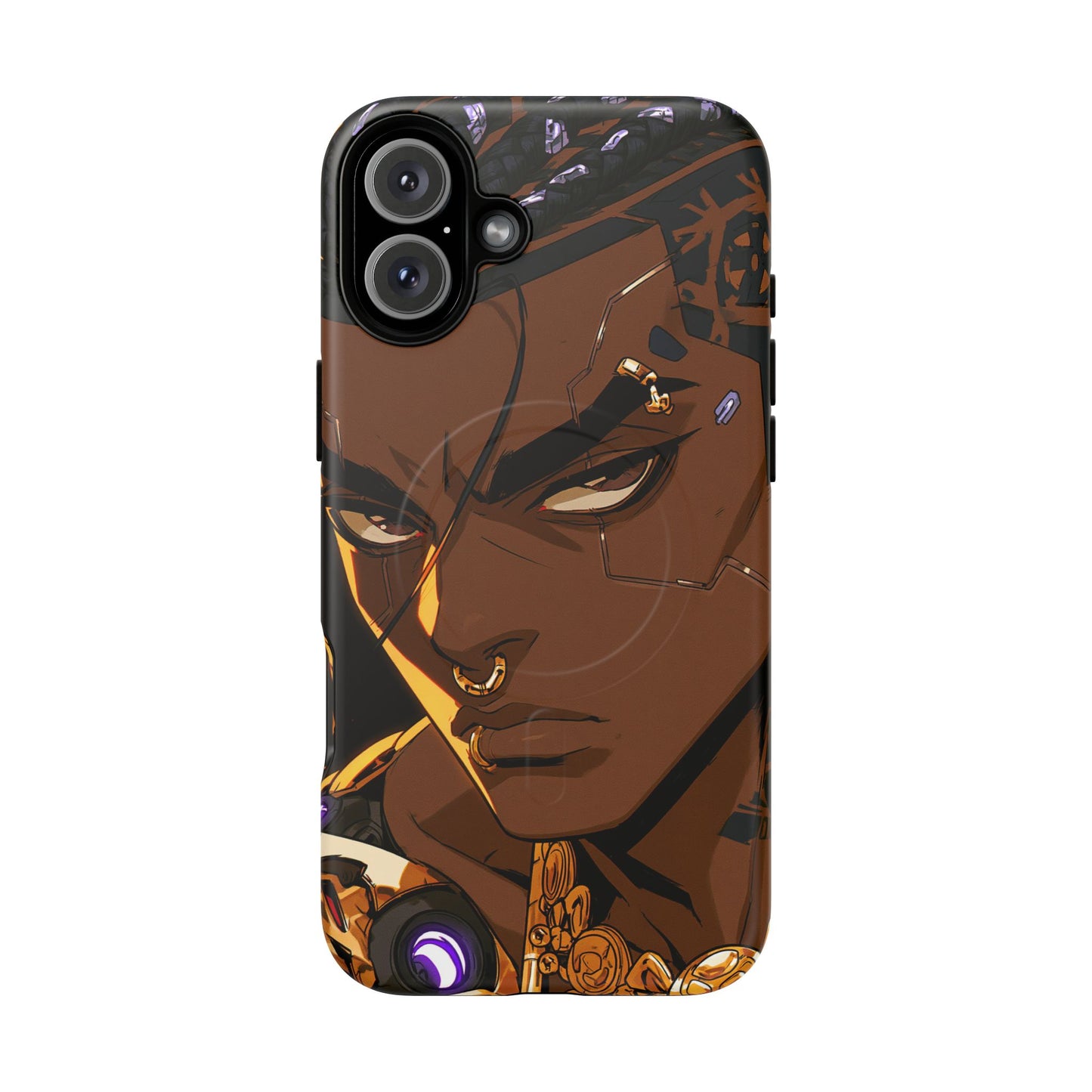 Afrofuturist Phone Case Black Owned Cyberpunk Man Art Phone Case Streetwear Gold Tribal Gift