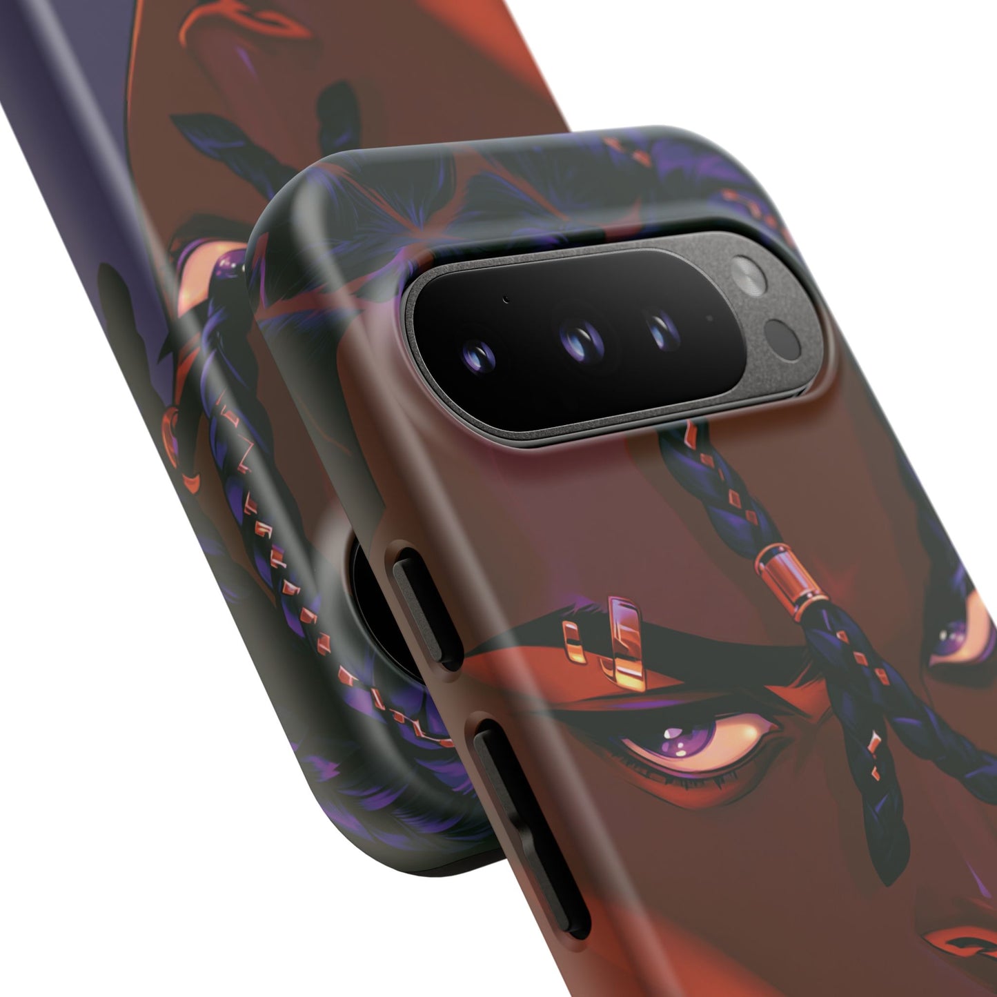 Afrofuturist Phone Case Black Owned iPhone 16 Case Cyberpunk Warrior Art Cultural Gift Tough Case