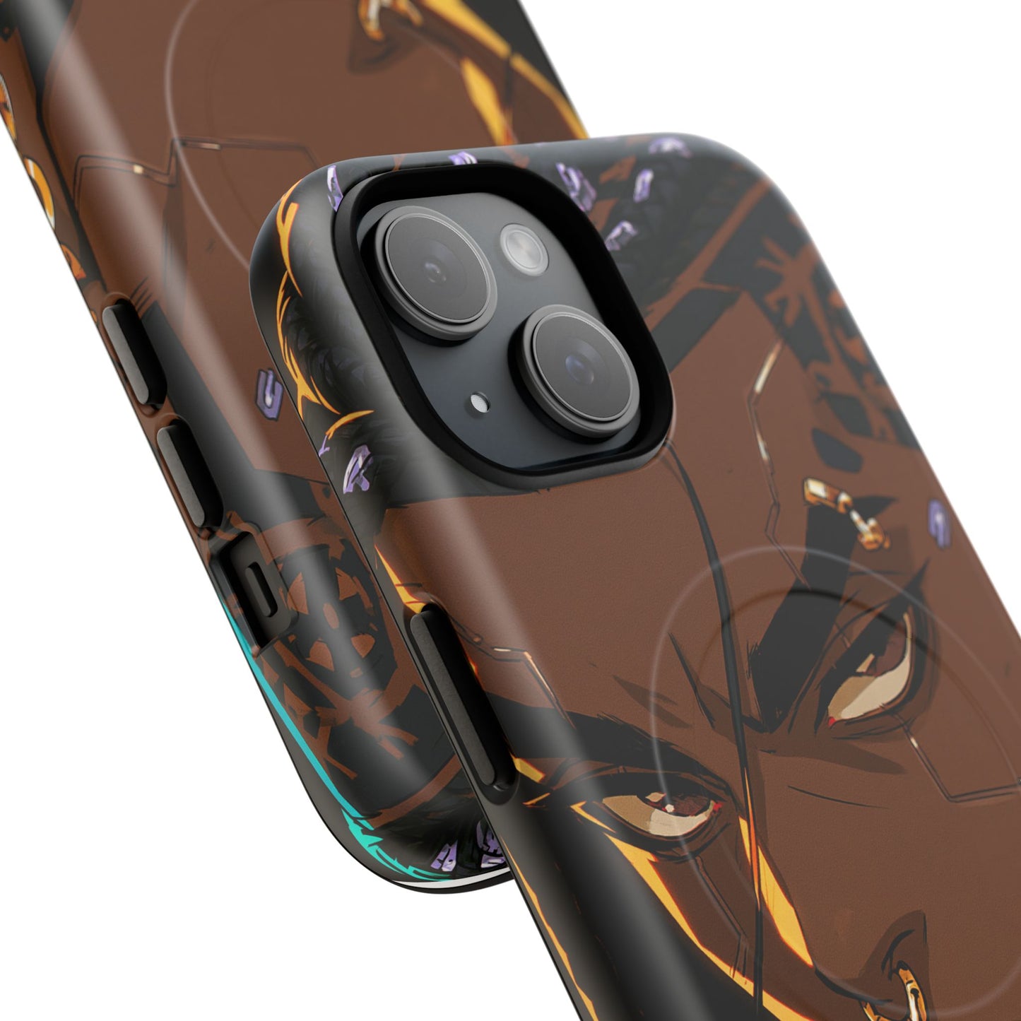 Afrofuturist Phone Case Black Owned Cyberpunk Man Art Phone Case Streetwear Gold Tribal Gift