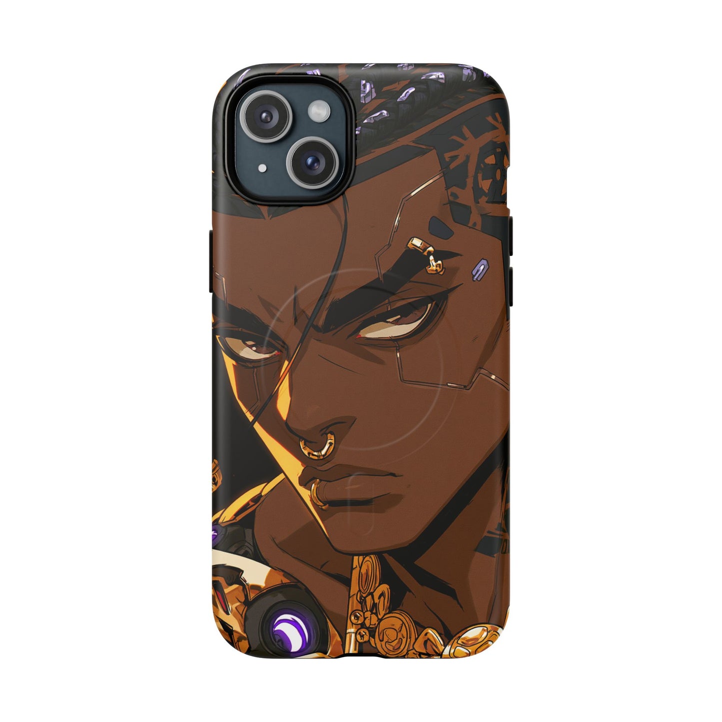 Afrofuturist Phone Case Black Owned Cyberpunk Man Art Phone Case Streetwear Gold Tribal Gift