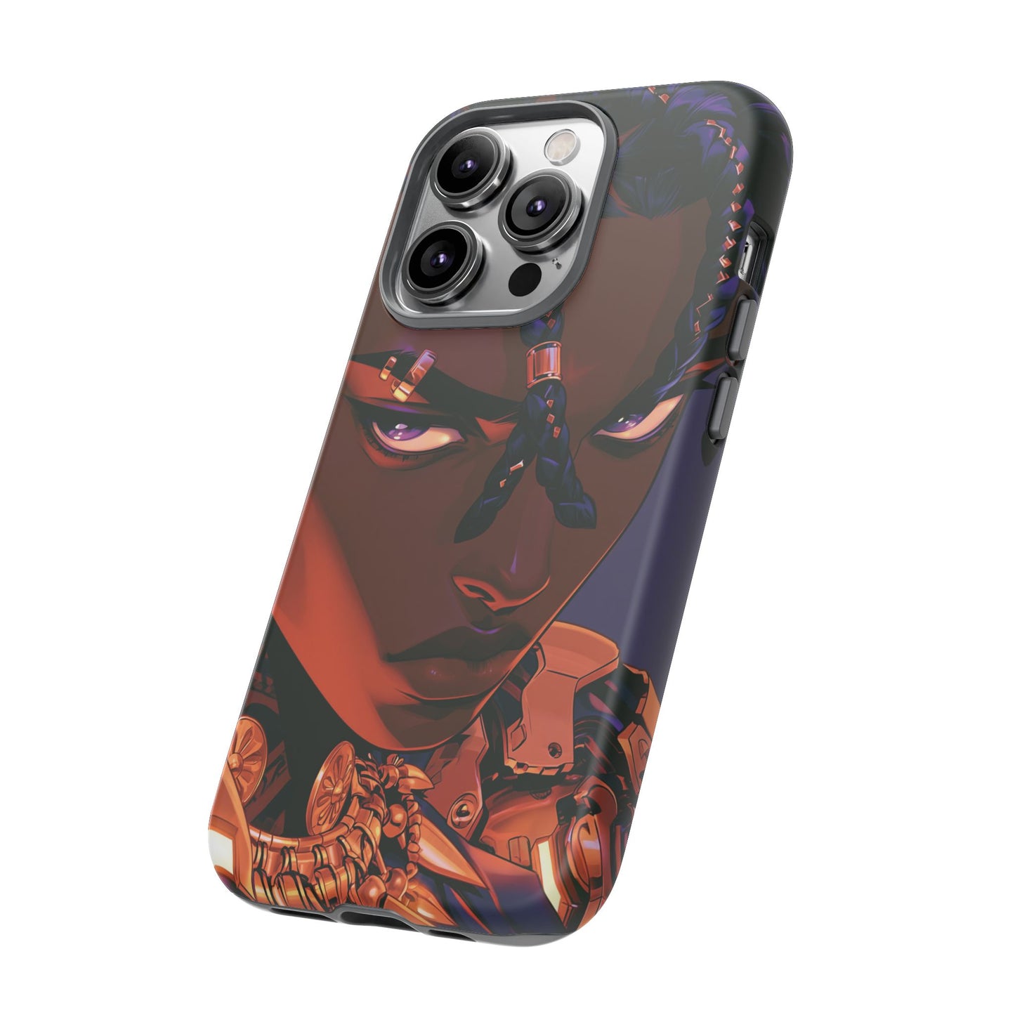 Afrofuturist Phone Case Black Owned iPhone 16 Case Cyberpunk Warrior Art Cultural Gift Tough Case