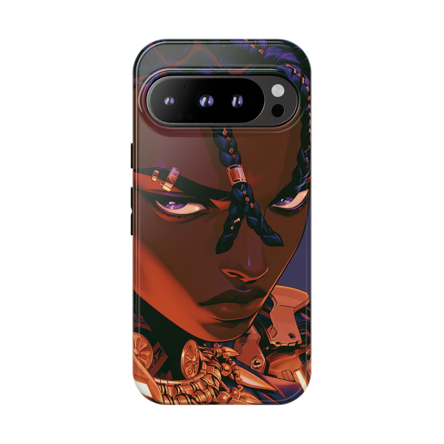 Afrofuturist Phone Case Black Owned iPhone 16 Case Cyberpunk Warrior Art Cultural Gift Tough Case