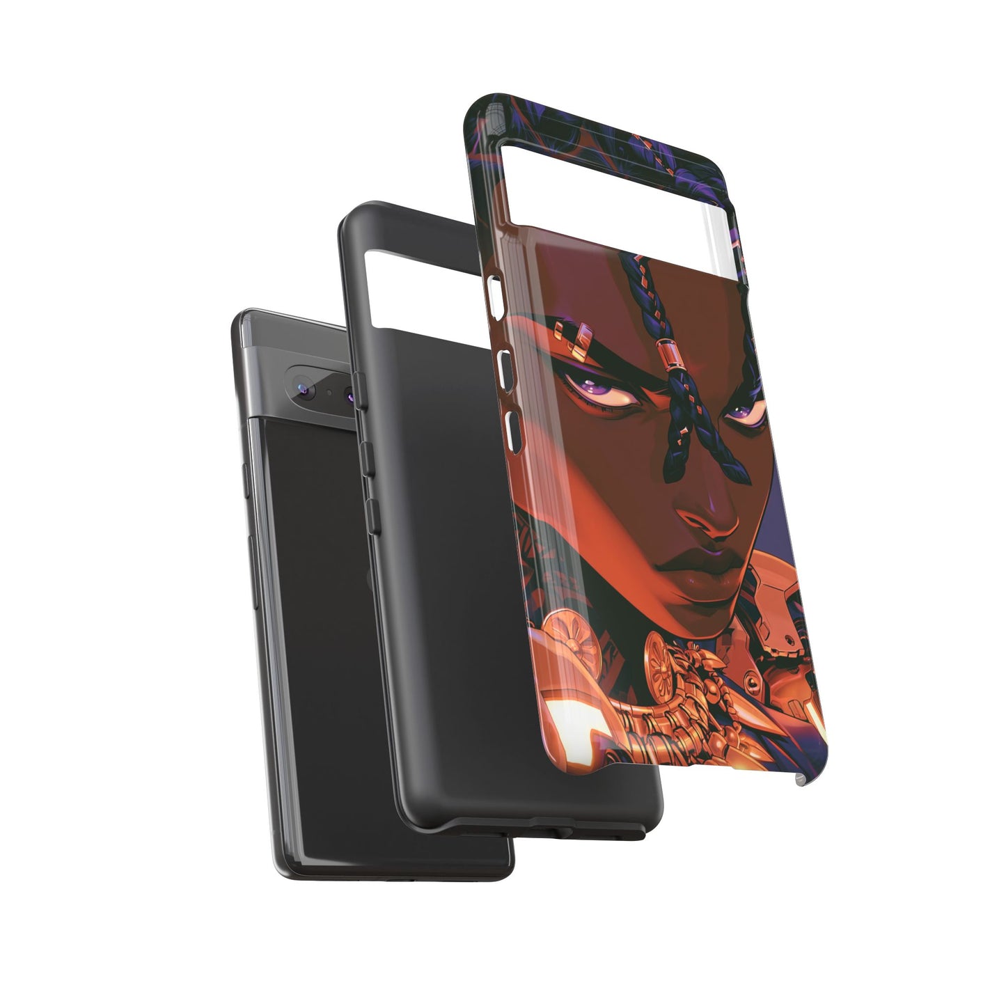 Afrofuturist Phone Case Black Owned iPhone 16 Case Cyberpunk Warrior Art Cultural Gift Tough Case