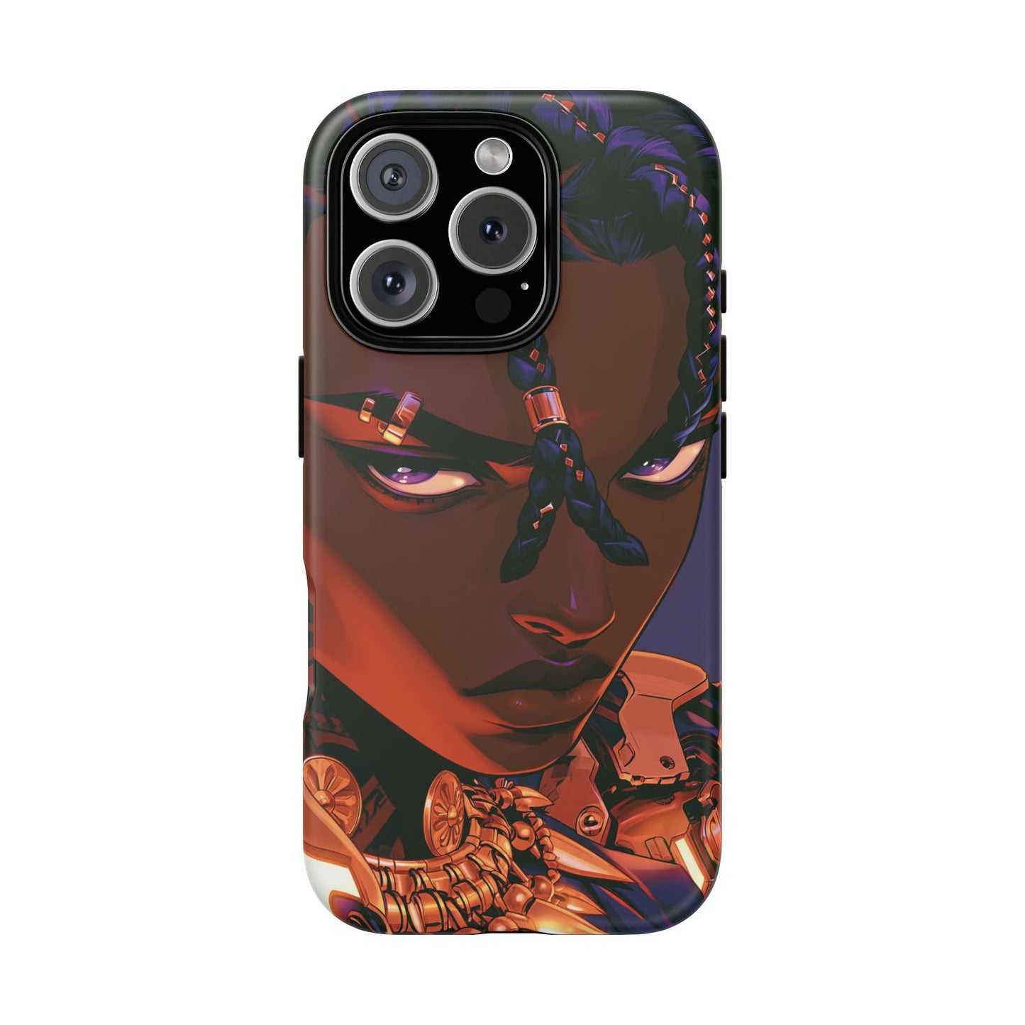 Afrofuturist Phone Case Black Owned iPhone 16 Case Cyberpunk Warrior Art Cultural Gift Tough Case