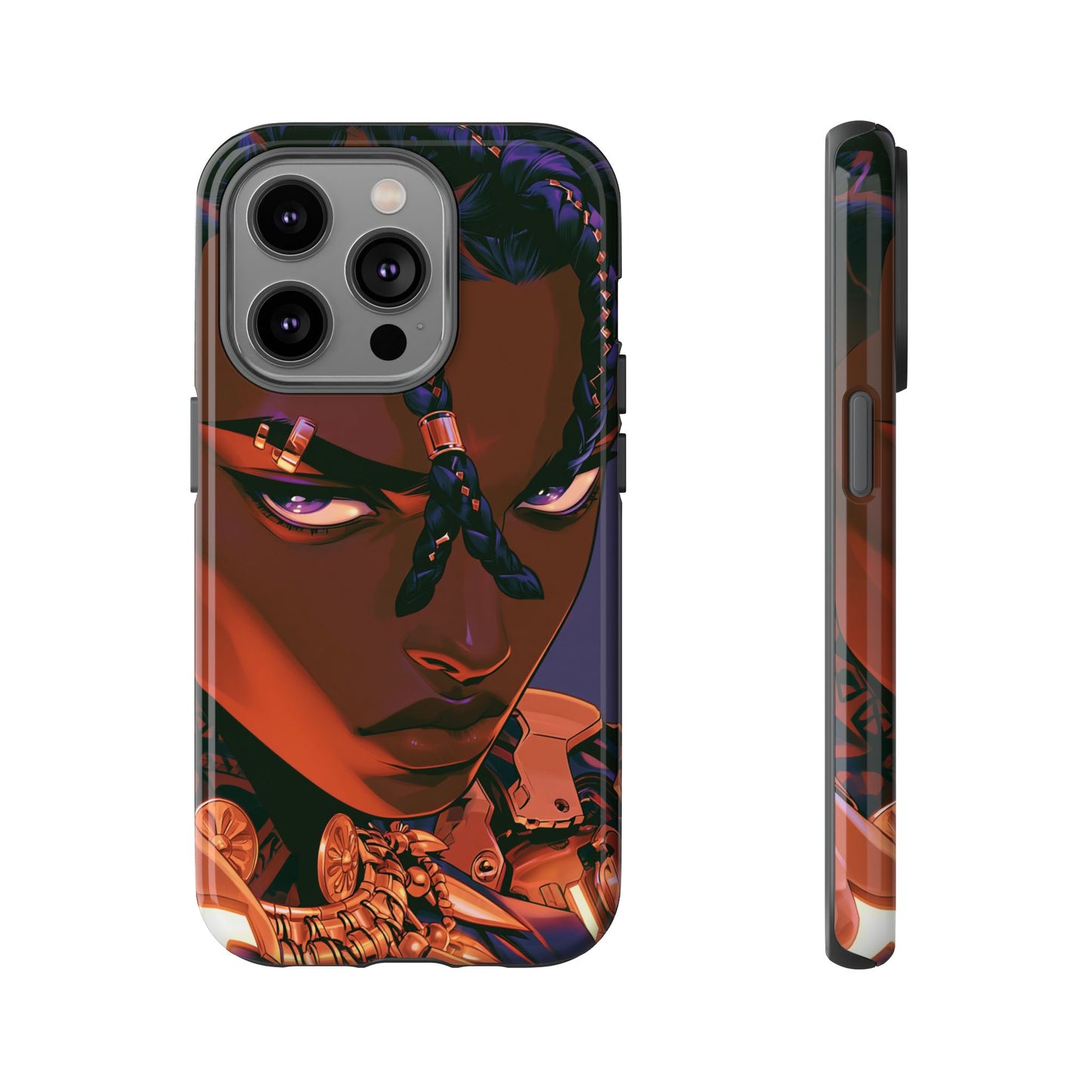 Afrofuturist Phone Case Black Owned iPhone 16 Case Cyberpunk Warrior Art Cultural Gift Tough Case