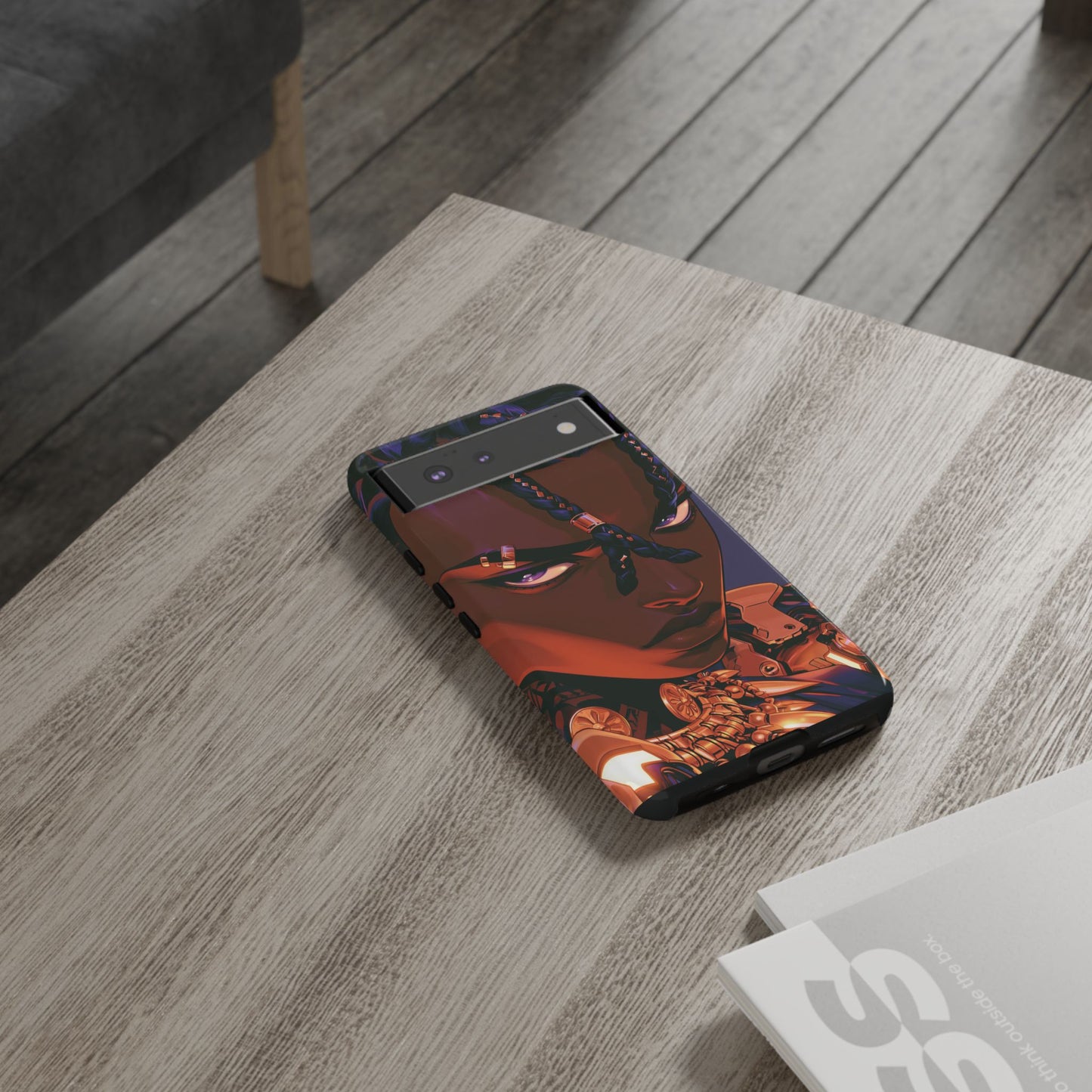 Afrofuturist Phone Case Black Owned iPhone 16 Case Cyberpunk Warrior Art Cultural Gift Tough Case