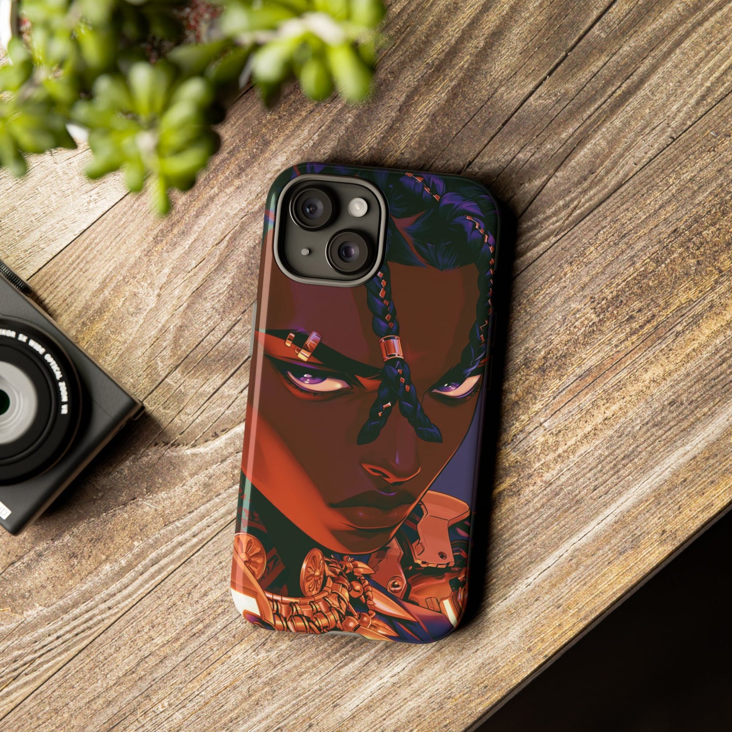Afrofuturist Phone Case Black Owned iPhone 16 Case Cyberpunk Warrior Art Cultural Gift Tough Case