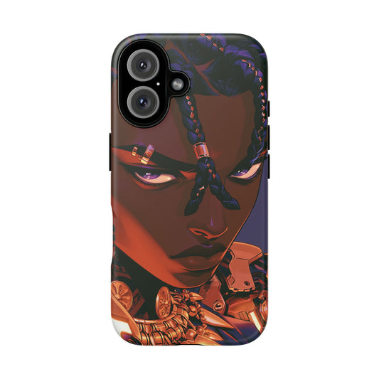 Afrofuturist Phone Case Black Owned iPhone 16 Case Cyberpunk Warrior Art Cultural Gift Tough Case