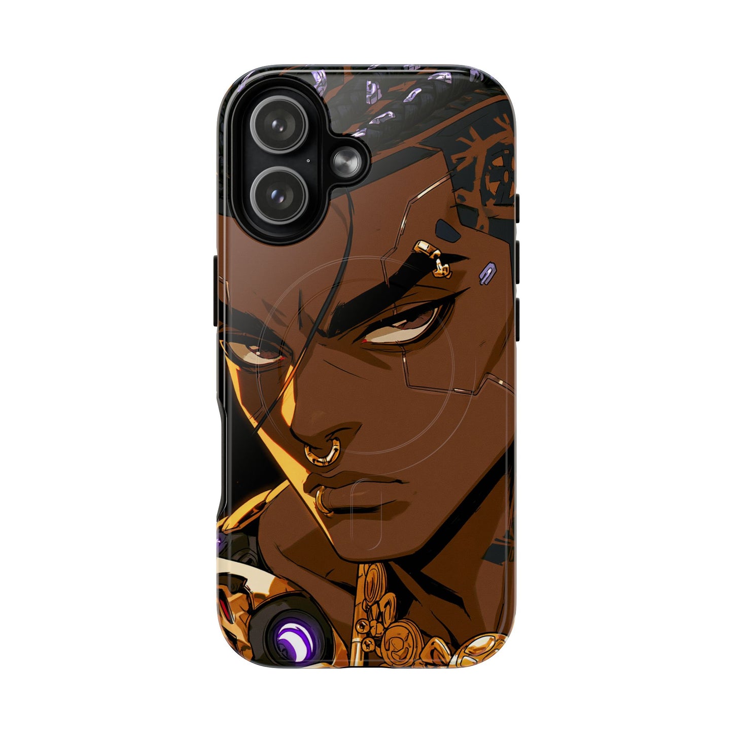 Afrofuturist Phone Case Black Owned Cyberpunk Man Art Phone Case Streetwear Gold Tribal Gift