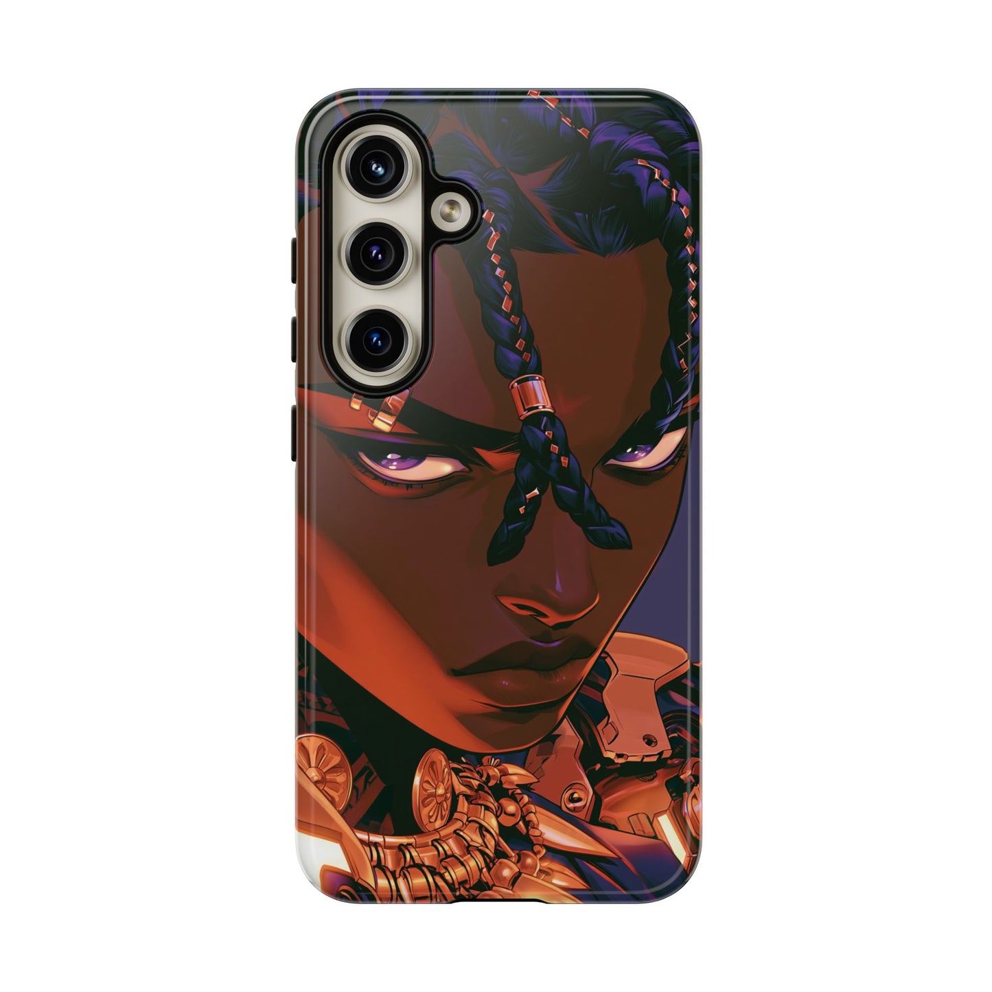 Afrofuturist Phone Case Black Owned iPhone 16 Case Cyberpunk Warrior Art Cultural Gift Tough Case
