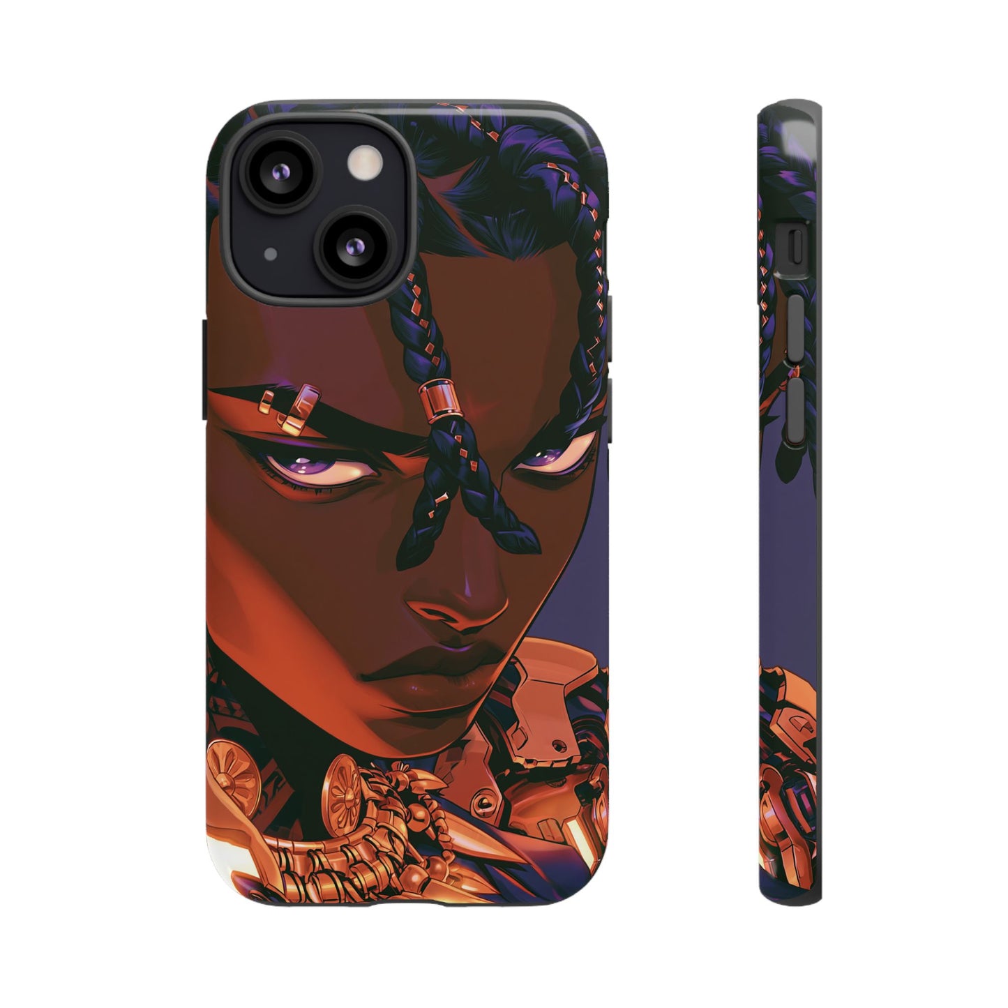 Afrofuturist Phone Case Black Owned iPhone 16 Case Cyberpunk Warrior Art Cultural Gift Tough Case