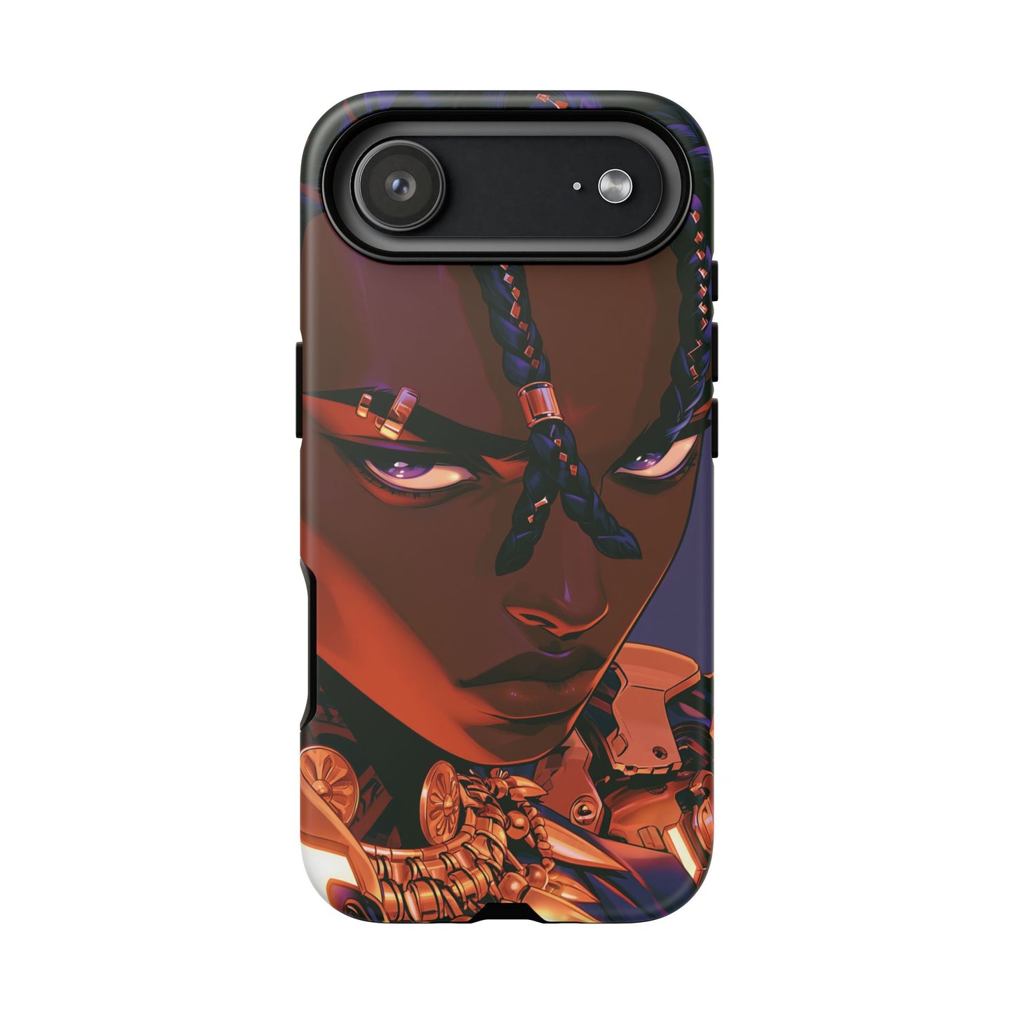 Afrofuturist Phone Case Black Owned iPhone 16 Case Cyberpunk Warrior Art Cultural Gift Tough Case