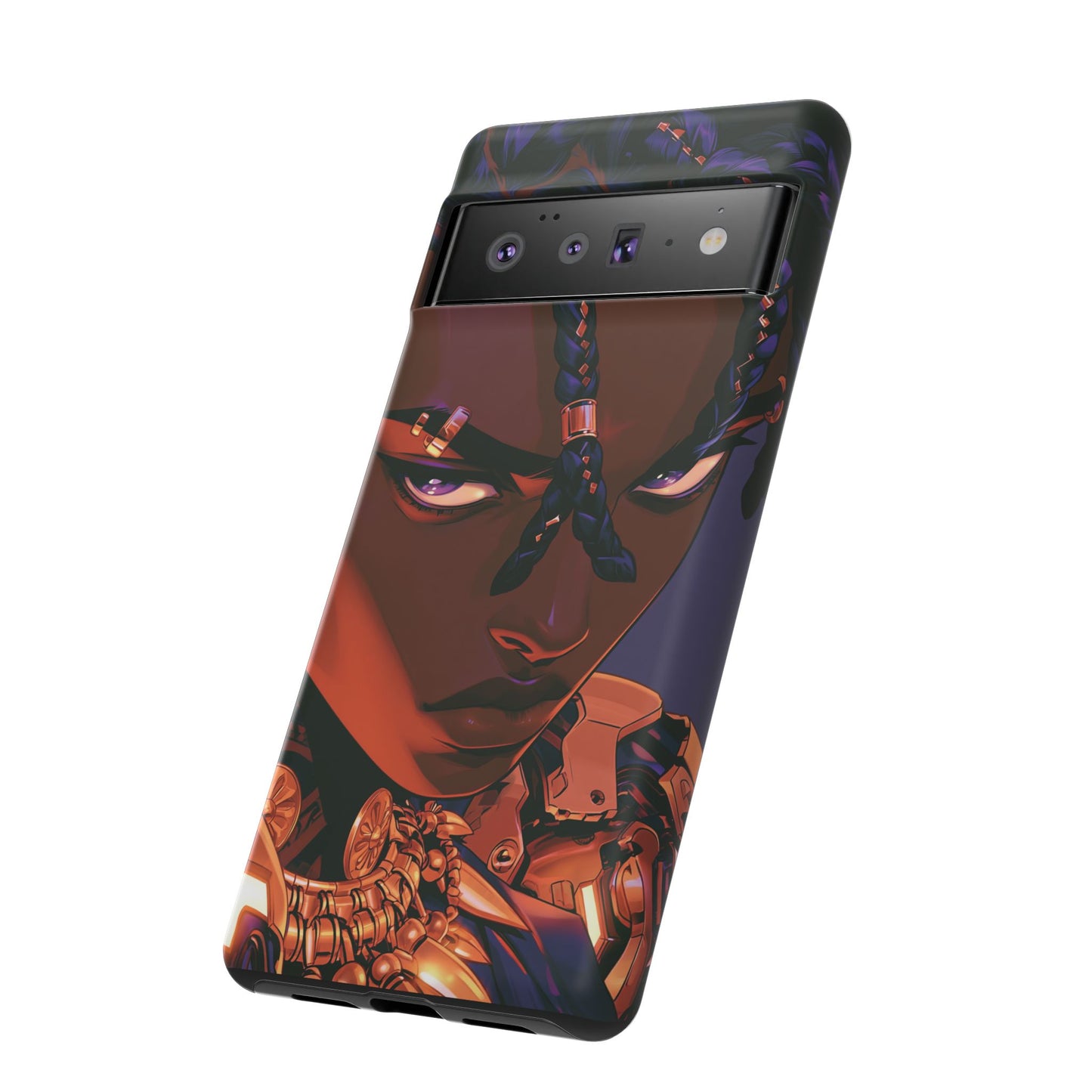 Afrofuturist Phone Case Black Owned iPhone 16 Case Cyberpunk Warrior Art Cultural Gift Tough Case