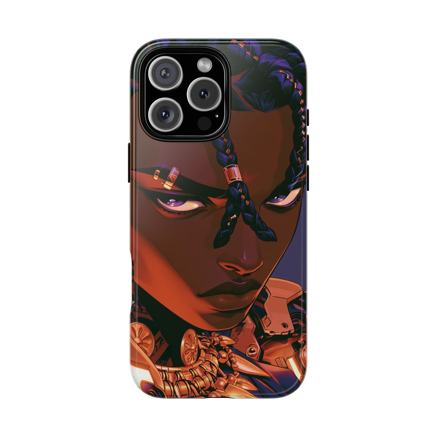 Afrofuturist Phone Case Black Owned iPhone 16 Case Cyberpunk Warrior Art Cultural Gift Tough Case