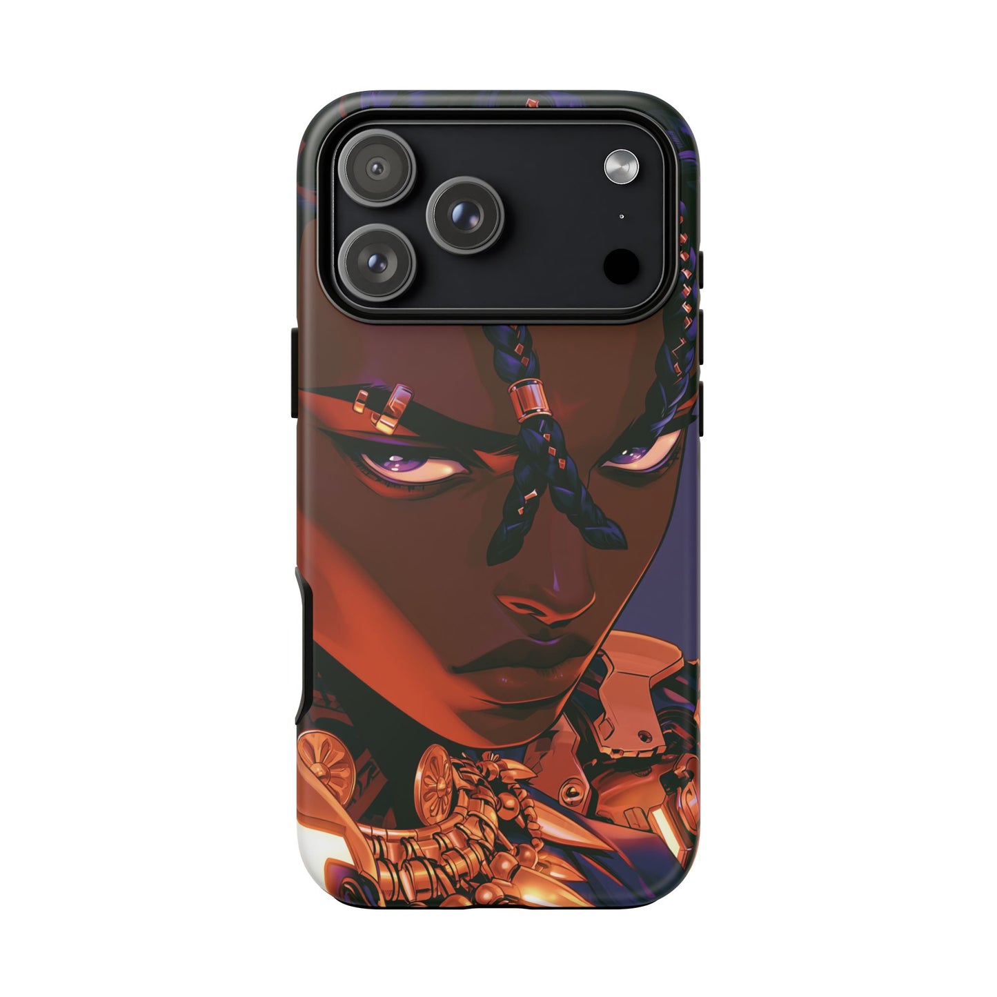 Afrofuturist Phone Case Black Owned iPhone 16 Case Cyberpunk Warrior Art Cultural Gift Tough Case