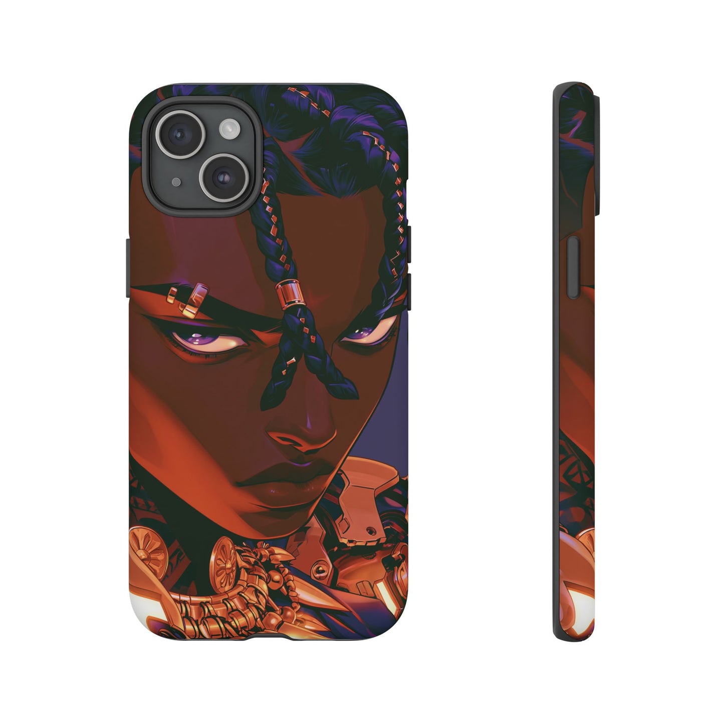 Afrofuturist Phone Case Black Owned iPhone 16 Case Cyberpunk Warrior Art Cultural Gift Tough Case