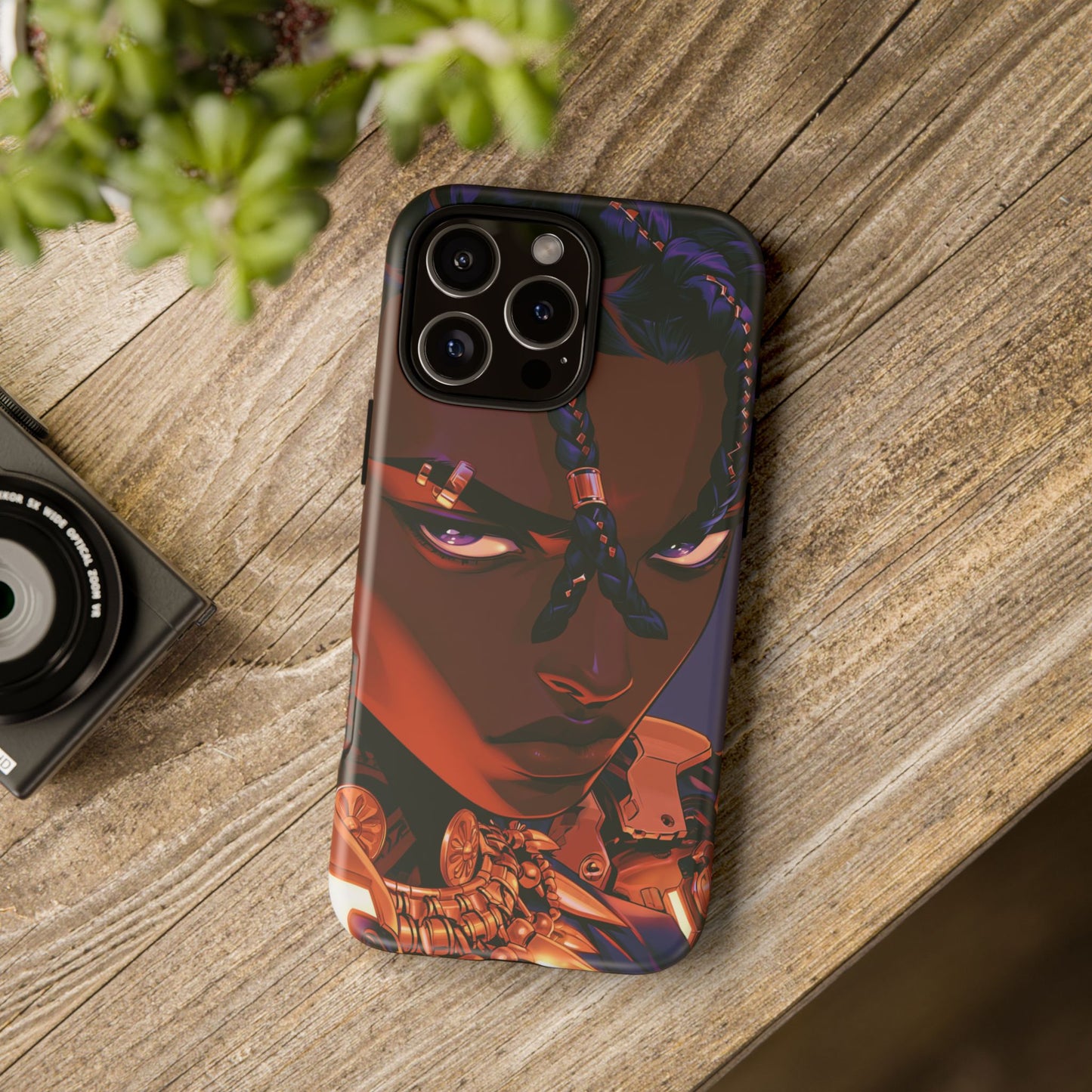 Afrofuturist Phone Case Black Owned iPhone 16 Case Cyberpunk Warrior Art Cultural Gift Tough Case