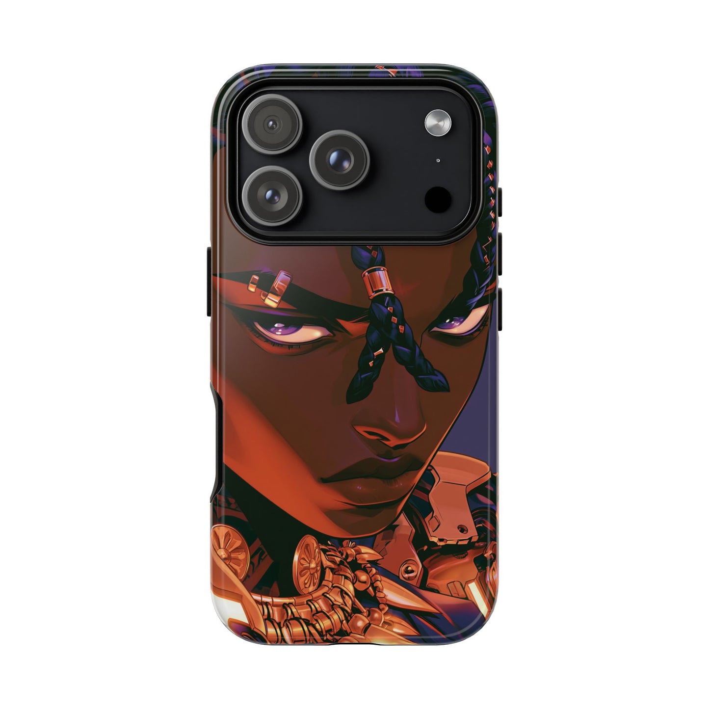 Afrofuturist Phone Case Black Owned iPhone 16 Case Cyberpunk Warrior Art Cultural Gift Tough Case