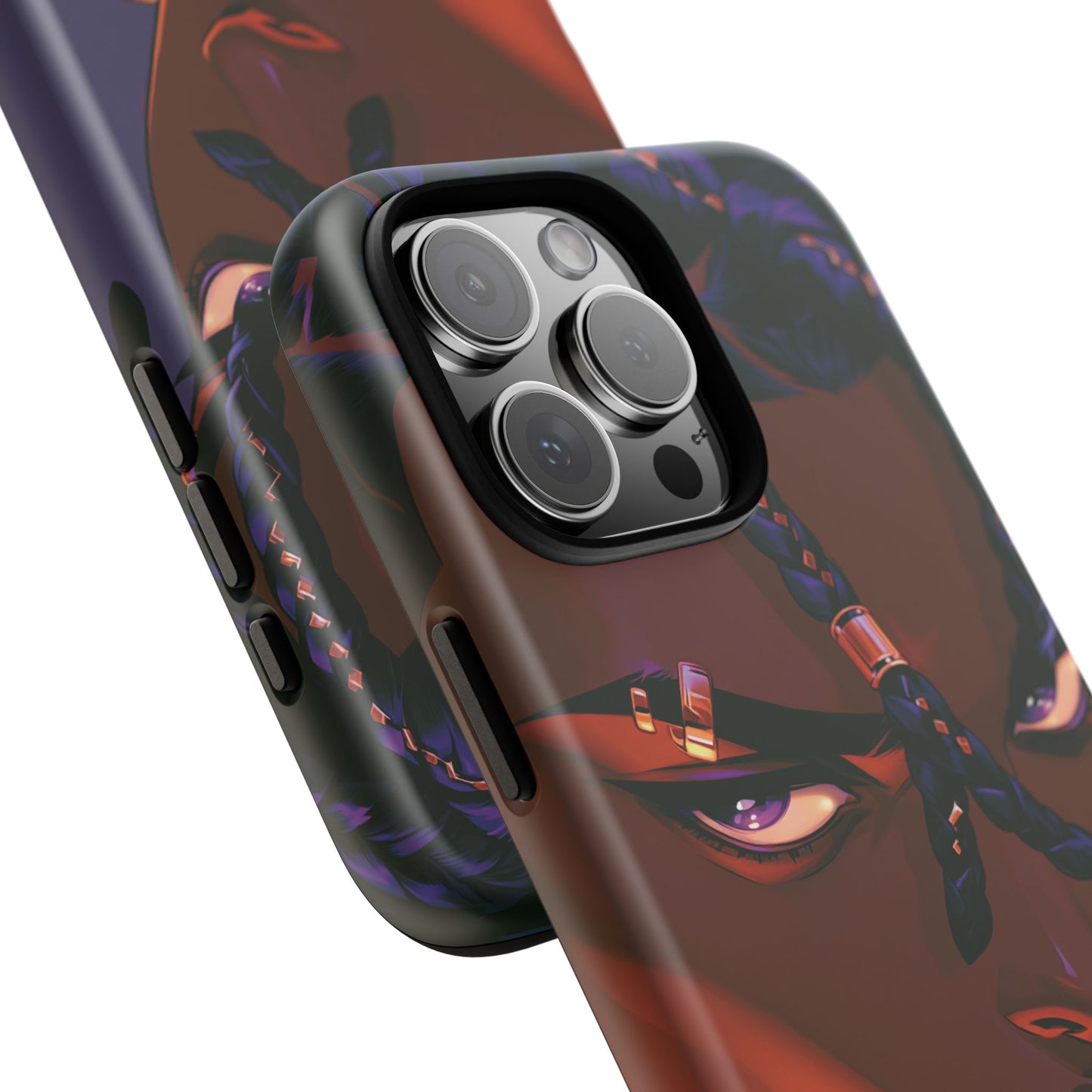 Afrofuturist Phone Case Black Owned iPhone 16 Case Cyberpunk Warrior Art Cultural Gift Tough Case