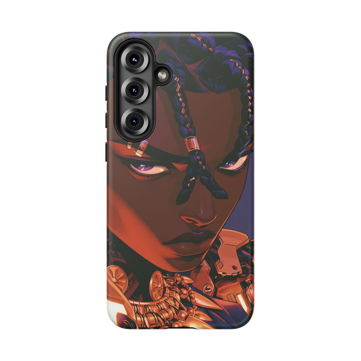 Afrofuturist Phone Case Black Owned iPhone 16 Case Cyberpunk Warrior Art Cultural Gift Tough Case