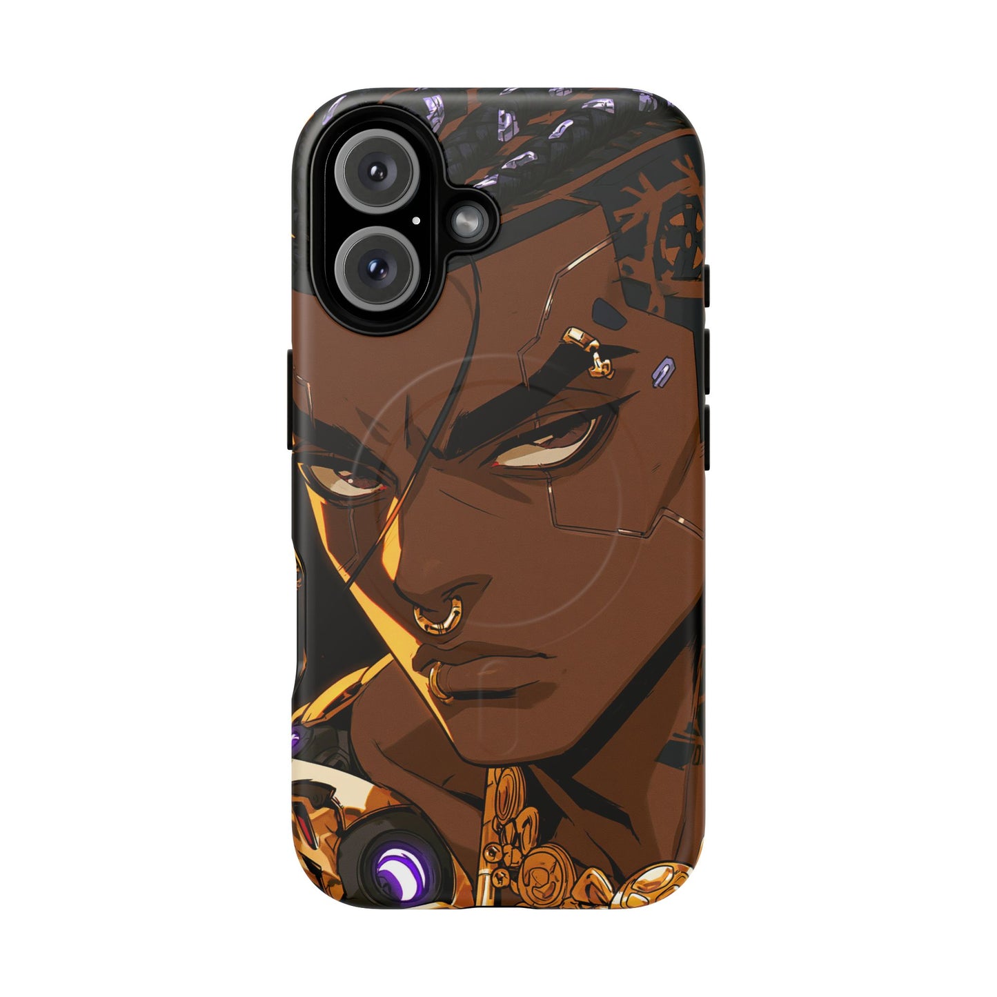 Afrofuturist Phone Case Black Owned Cyberpunk Man Art Phone Case Streetwear Gold Tribal Gift