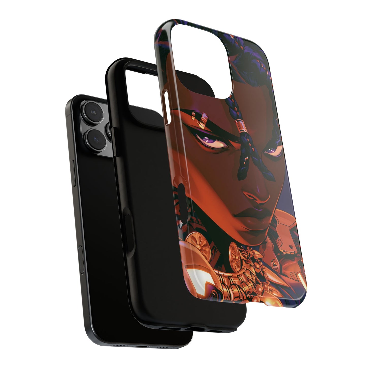 Afrofuturist Phone Case Black Owned iPhone 16 Case Cyberpunk Warrior Art Cultural Gift Tough Case