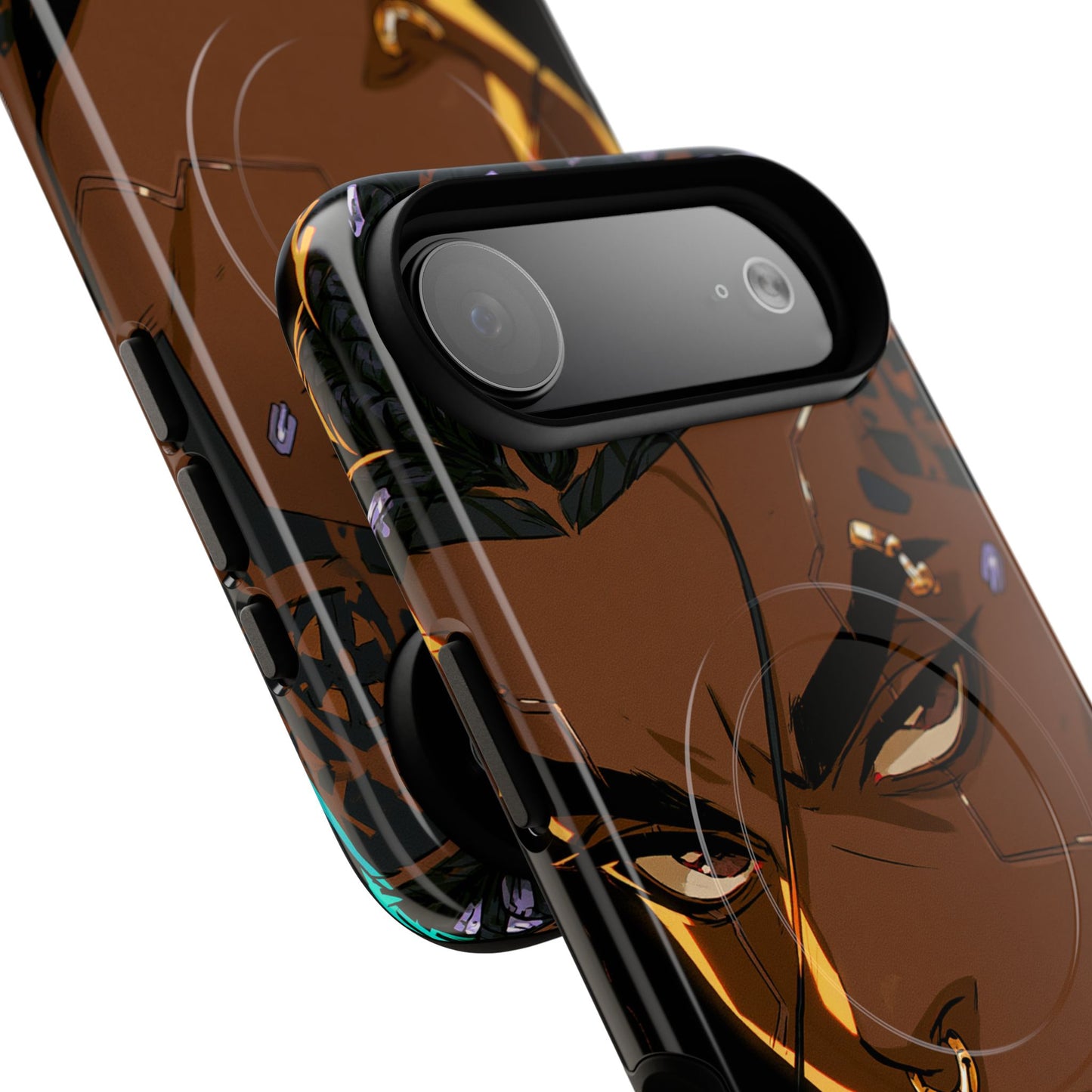 Afrofuturist Phone Case Black Owned Cyberpunk Man Art Phone Case Streetwear Gold Tribal Gift