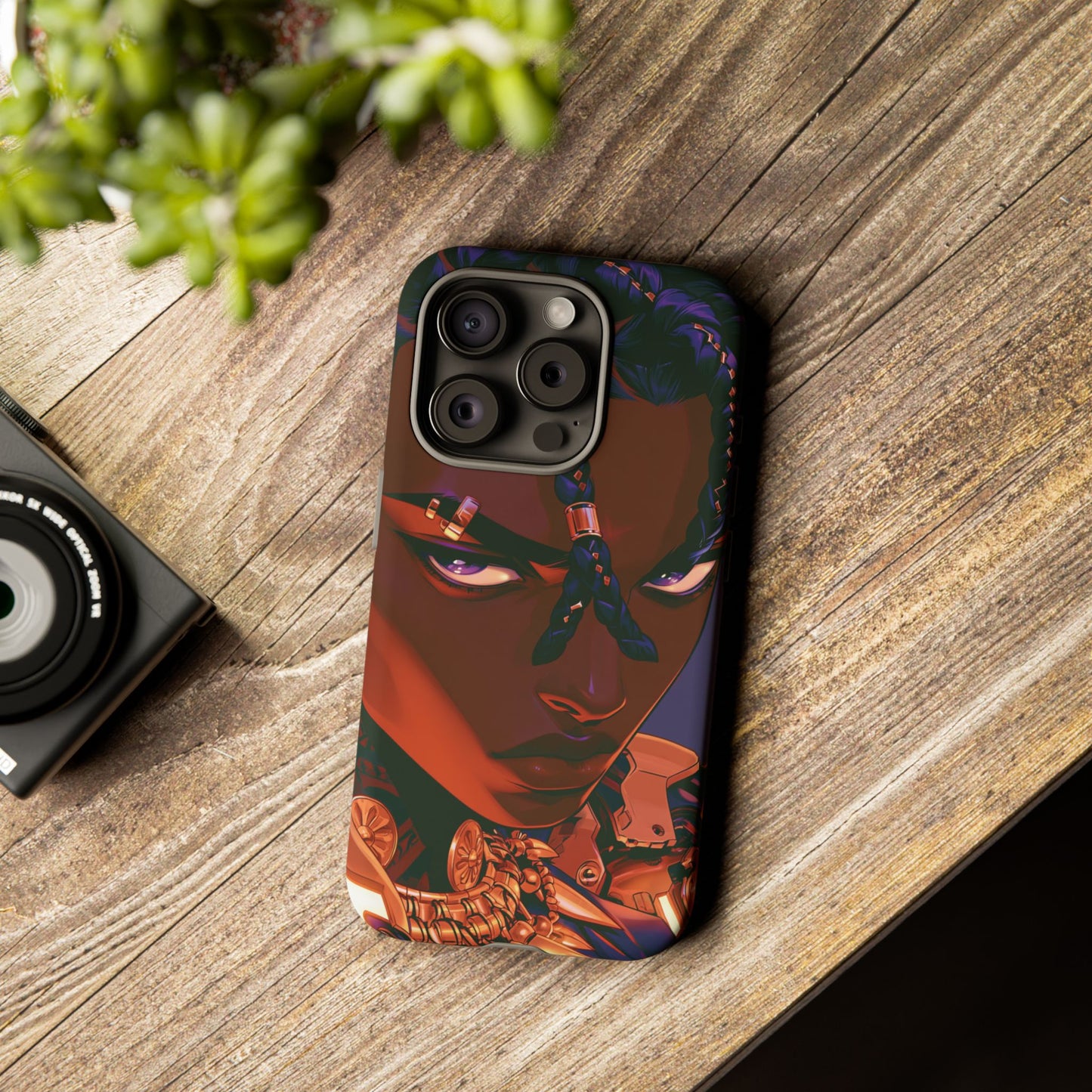 Afrofuturist Phone Case Black Owned iPhone 16 Case Cyberpunk Warrior Art Cultural Gift Tough Case