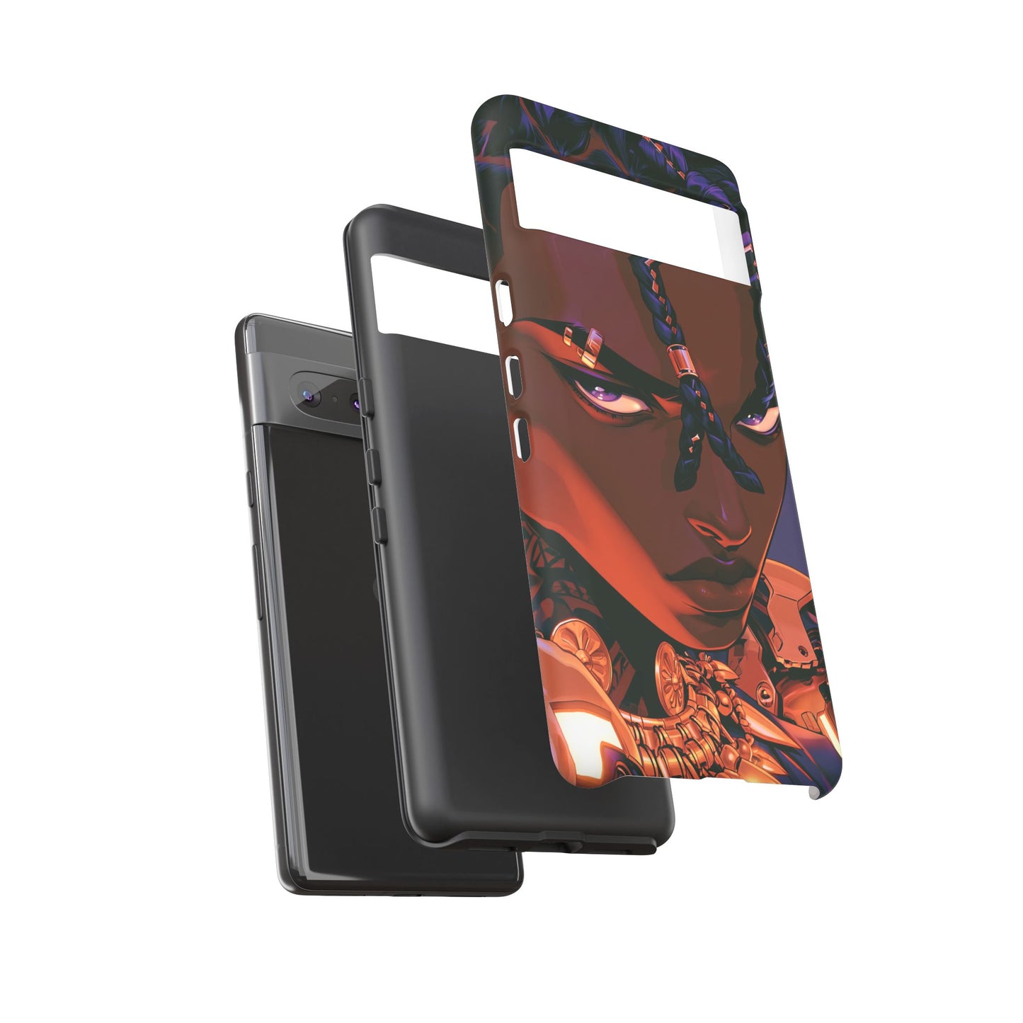 Afrofuturist Phone Case Black Owned iPhone 16 Case Cyberpunk Warrior Art Cultural Gift Tough Case
