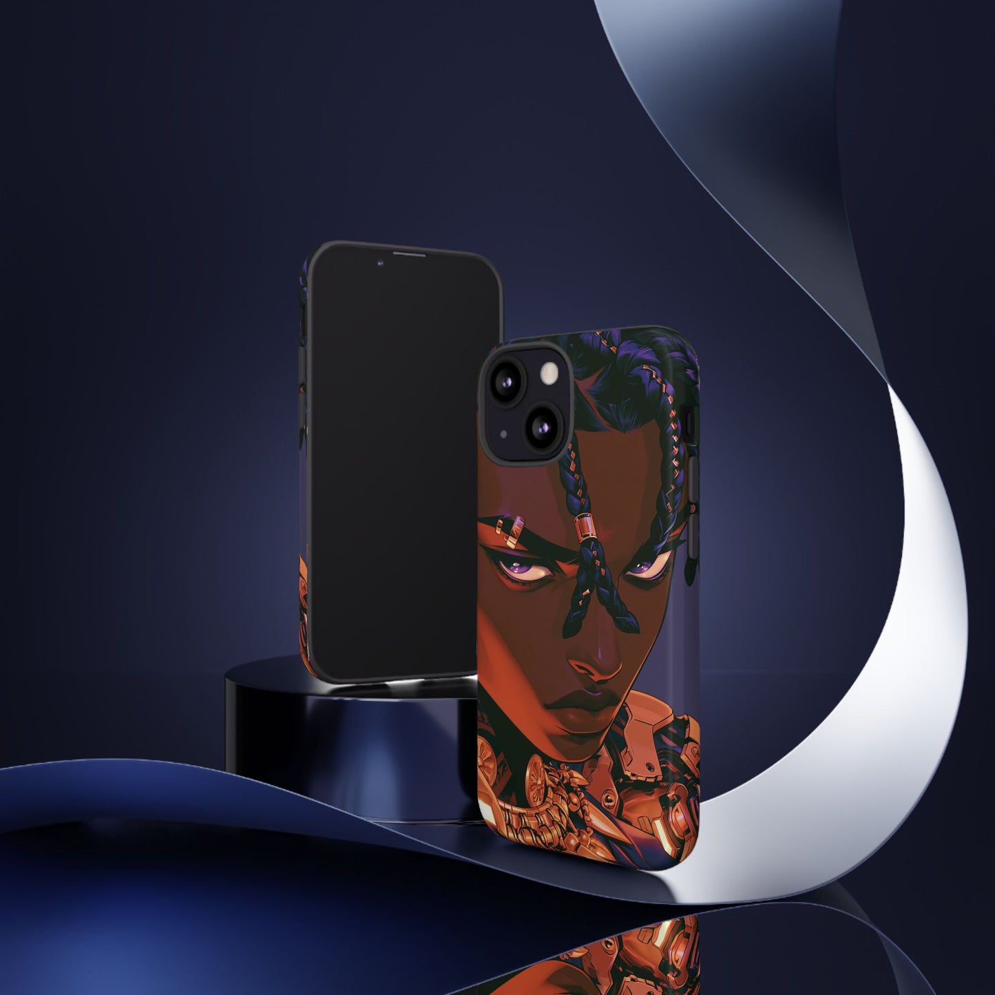 Afrofuturist Phone Case Black Owned iPhone 16 Case Cyberpunk Warrior Art Cultural Gift Tough Case