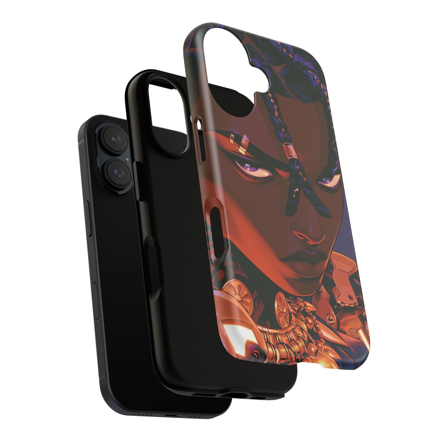 Afrofuturist Phone Case Black Owned iPhone 16 Case Cyberpunk Warrior Art Cultural Gift Tough Case