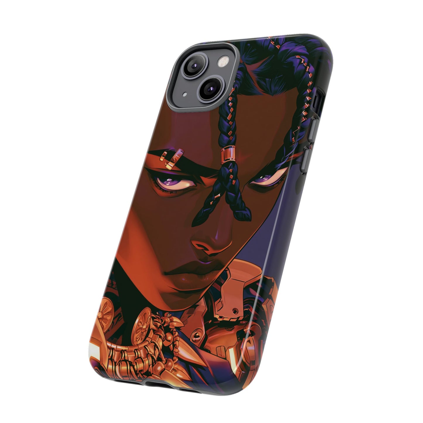 Afrofuturist Phone Case Black Owned iPhone 16 Case Cyberpunk Warrior Art Cultural Gift Tough Case
