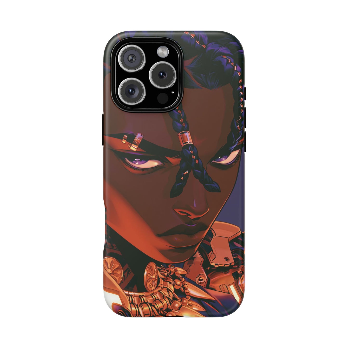 Afrofuturist Phone Case Black Owned iPhone 16 Case Cyberpunk Warrior Art Cultural Gift Tough Case