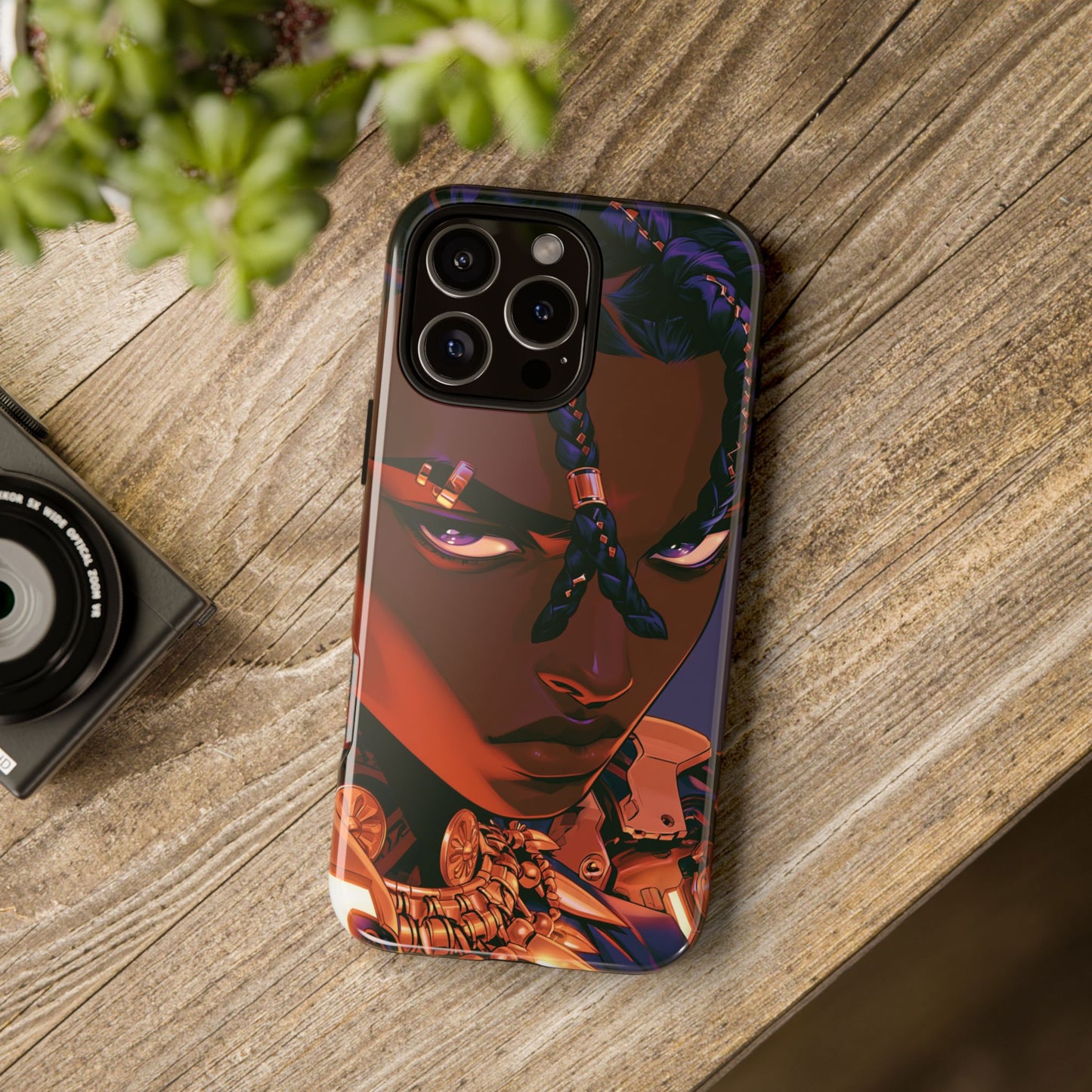 Afrofuturist Phone Case Black Owned iPhone 16 Case Cyberpunk Warrior Art Cultural Gift Tough Case
