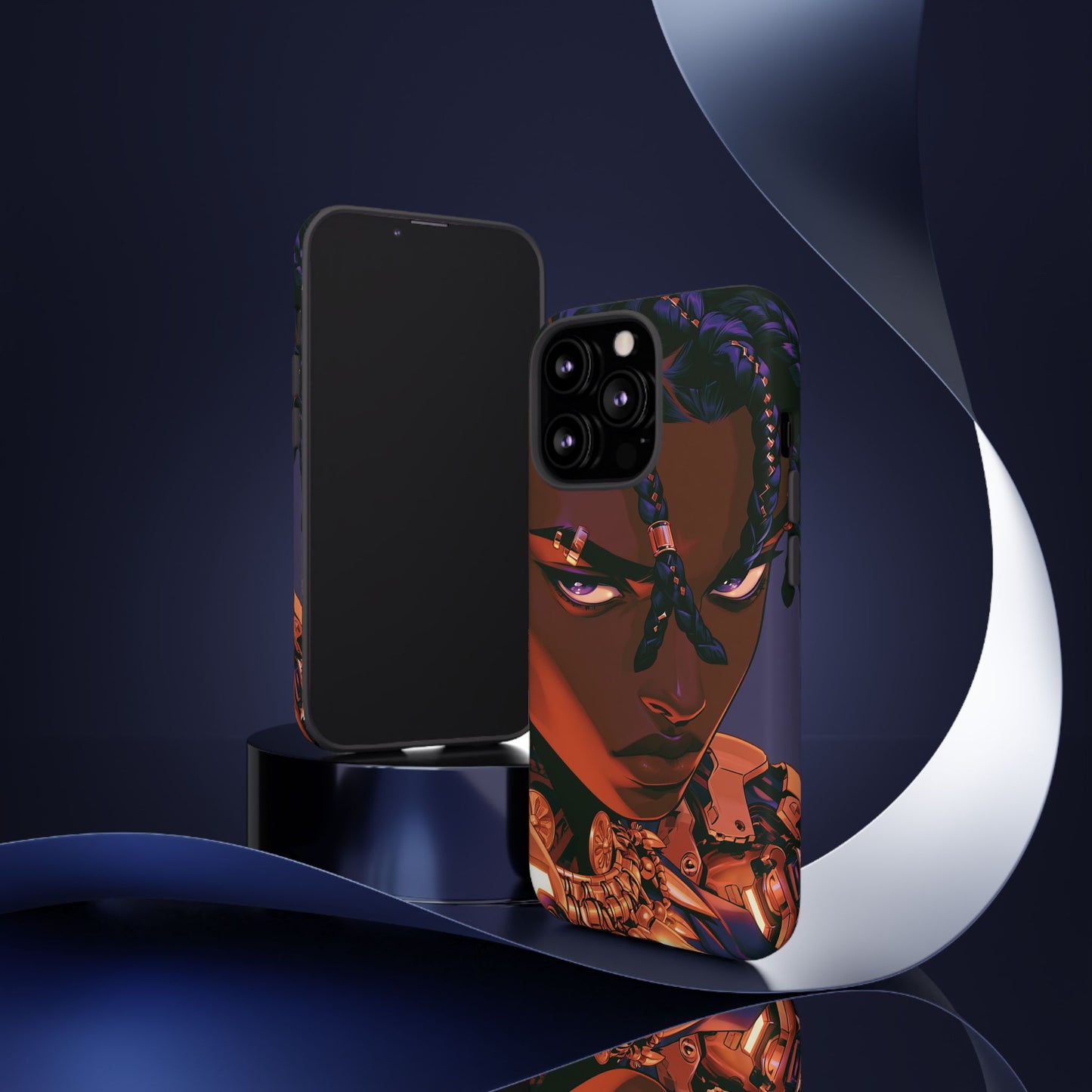 Afrofuturist Phone Case Black Owned iPhone 16 Case Cyberpunk Warrior Art Cultural Gift Tough Case