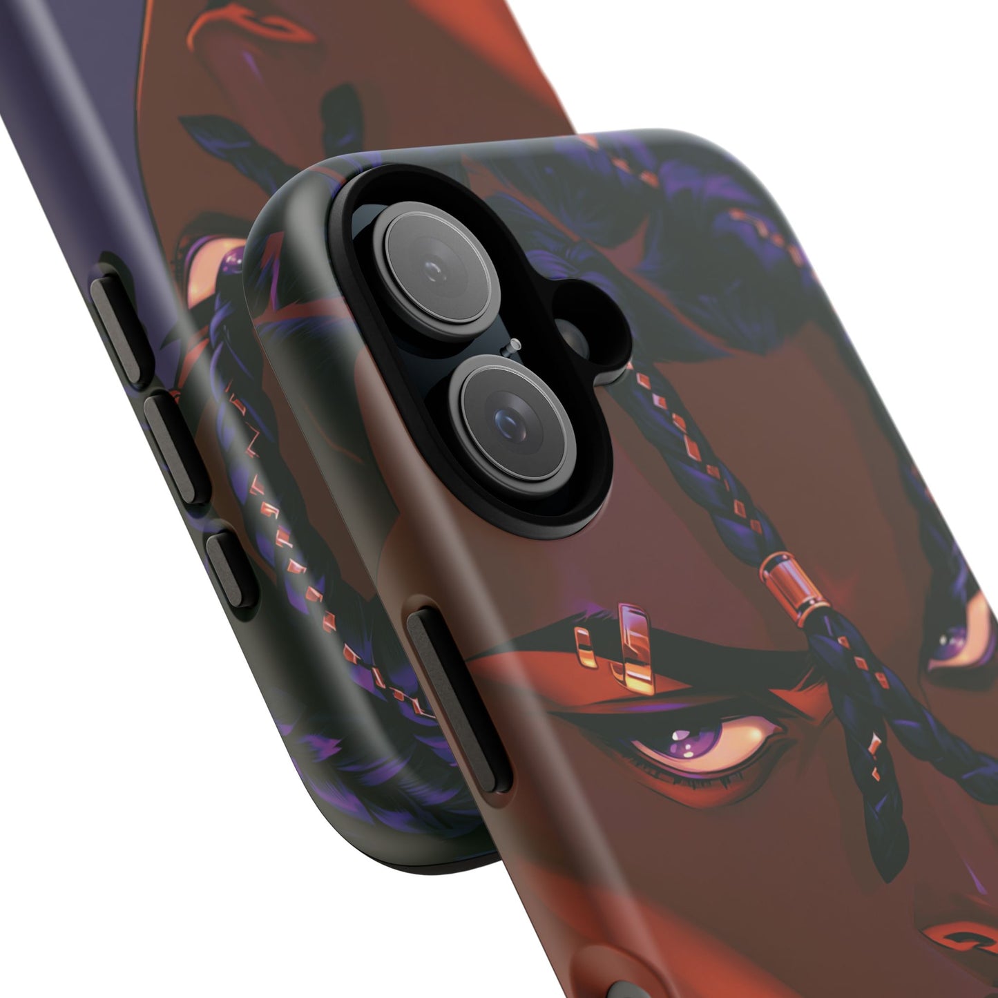 Afrofuturist Phone Case Black Owned iPhone 16 Case Cyberpunk Warrior Art Cultural Gift Tough Case