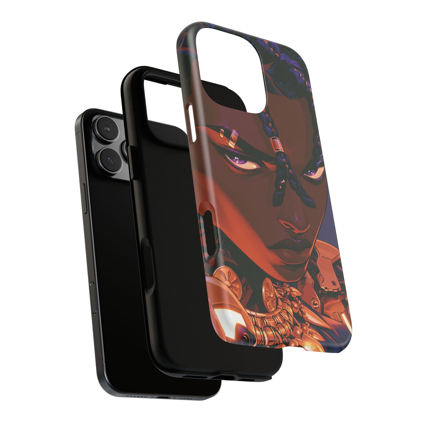 Afrofuturist Phone Case Black Owned iPhone 16 Case Cyberpunk Warrior Art Cultural Gift Tough Case