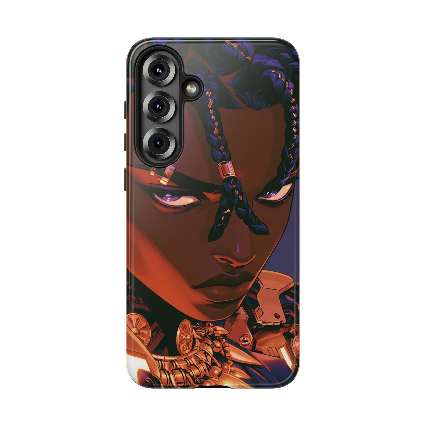Afrofuturist Phone Case Black Owned iPhone 16 Case Cyberpunk Warrior Art Cultural Gift Tough Case