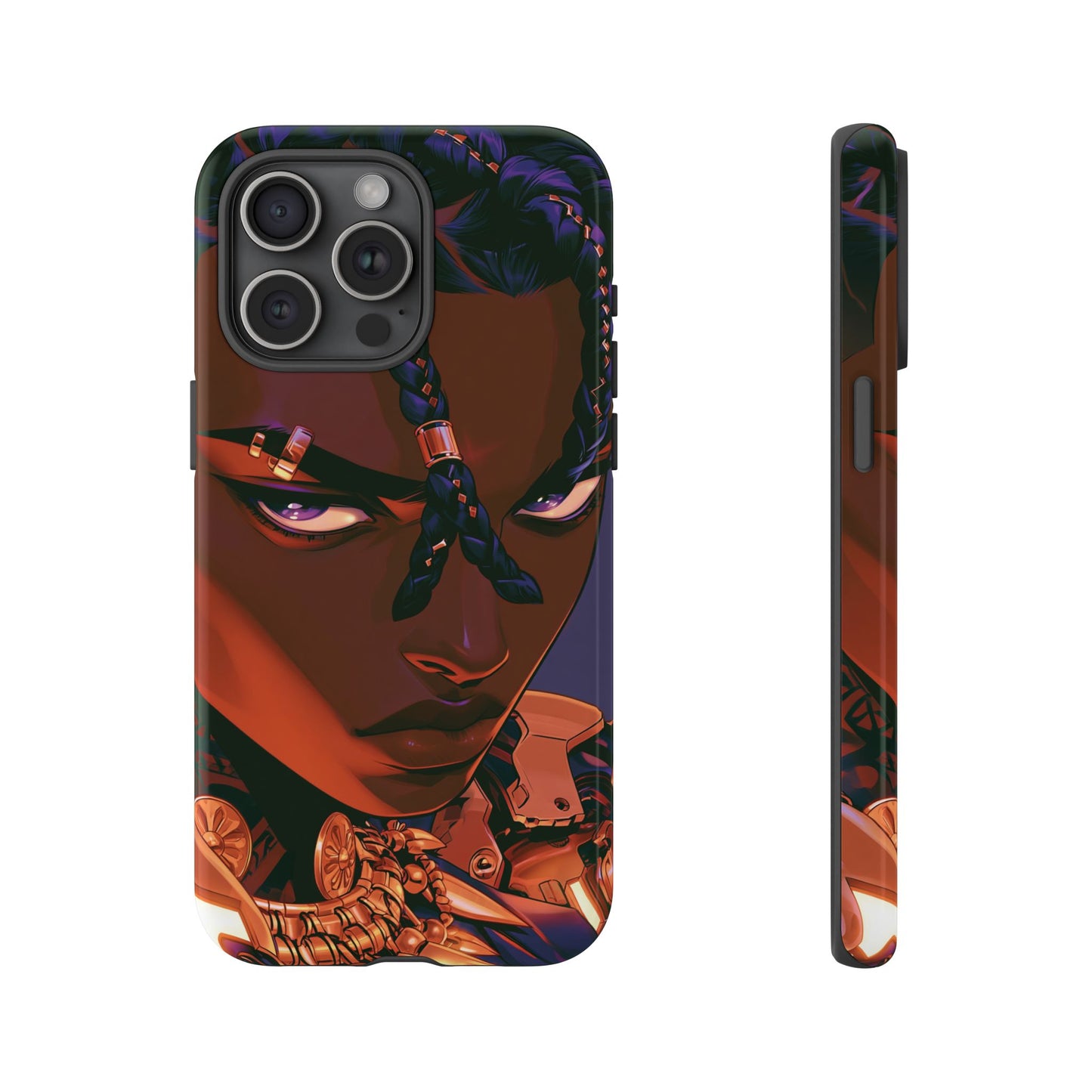 Afrofuturist Phone Case Black Owned iPhone 16 Case Cyberpunk Warrior Art Cultural Gift Tough Case