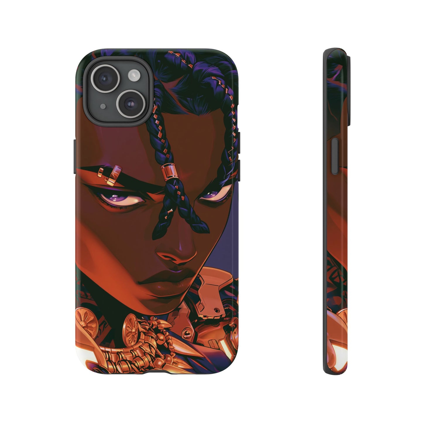 Afrofuturist Phone Case Black Owned iPhone 16 Case Cyberpunk Warrior Art Cultural Gift Tough Case