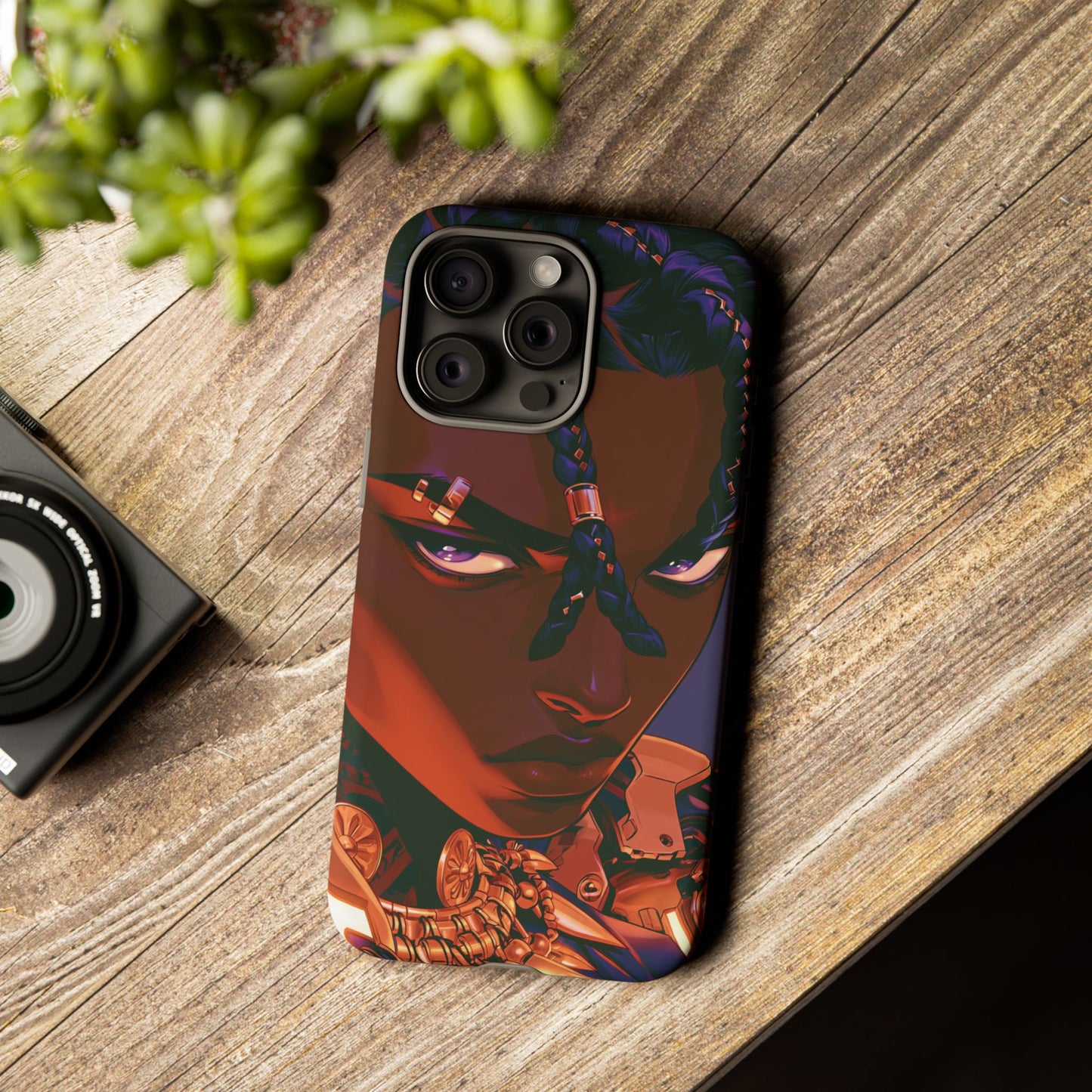 Afrofuturist Phone Case Black Owned iPhone 16 Case Cyberpunk Warrior Art Cultural Gift Tough Case