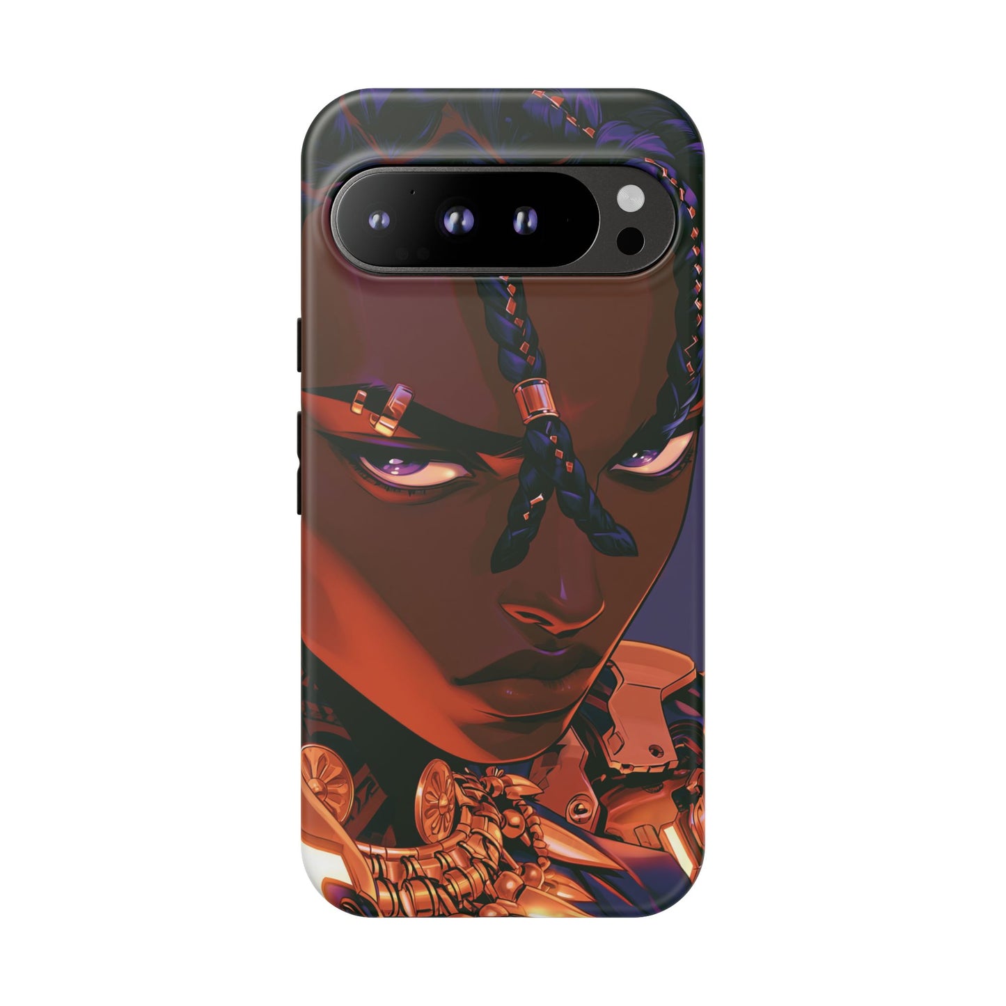 Afrofuturist Phone Case Black Owned iPhone 16 Case Cyberpunk Warrior Art Cultural Gift Tough Case