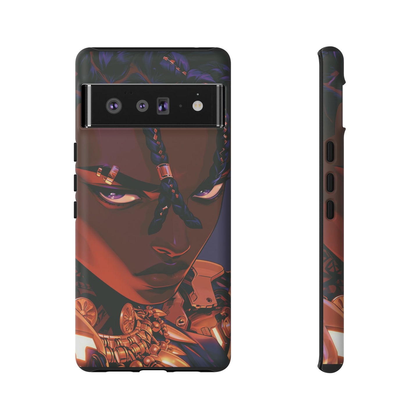Afrofuturist Phone Case Black Owned iPhone 16 Case Cyberpunk Warrior Art Cultural Gift Tough Case